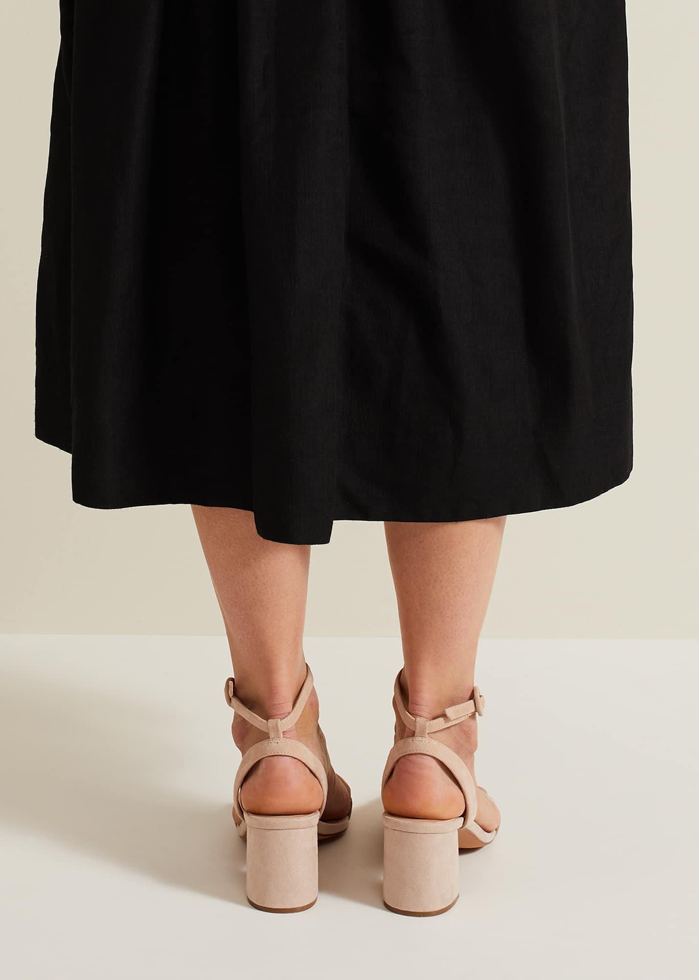 Suede Scallop Block Heel