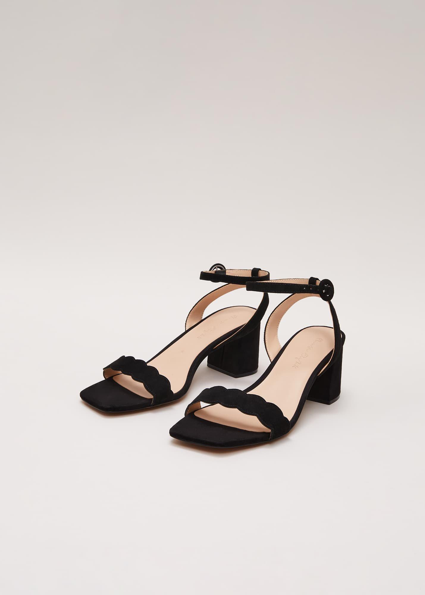 Suede Scallop Block Heel