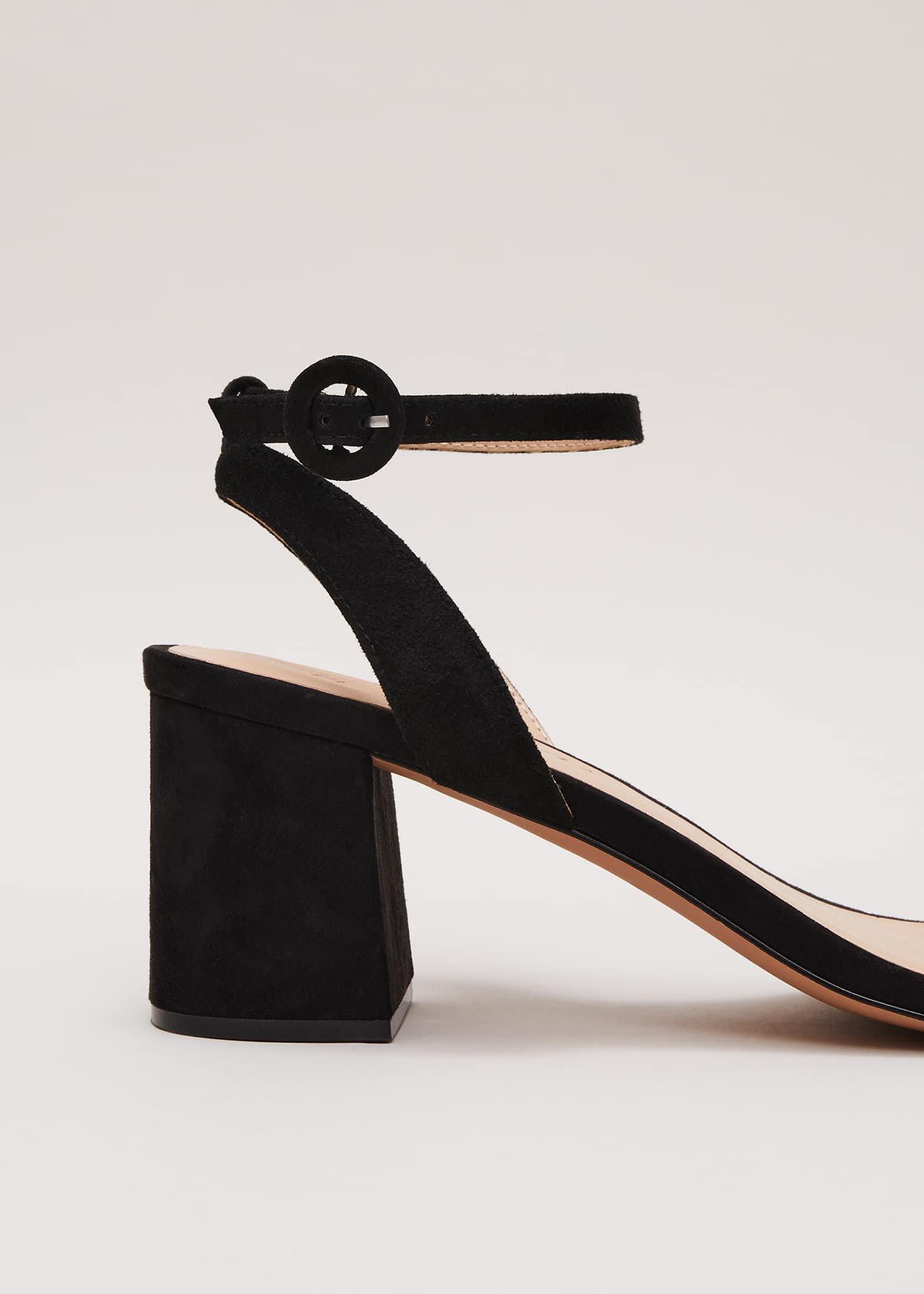Suede Scallop Block Heel