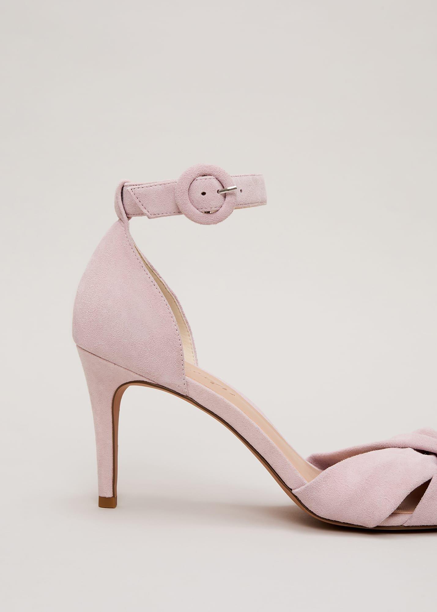 Suede Twist Ankle Strap Heeled Shoes
