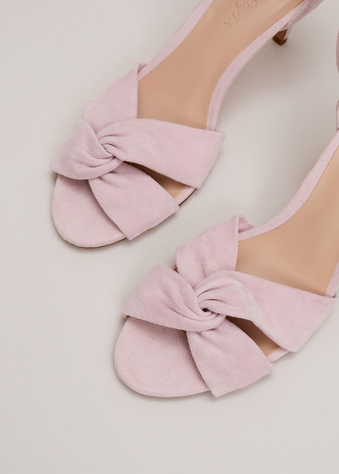 Suede Twist Ankle Strap Heeled Shoes