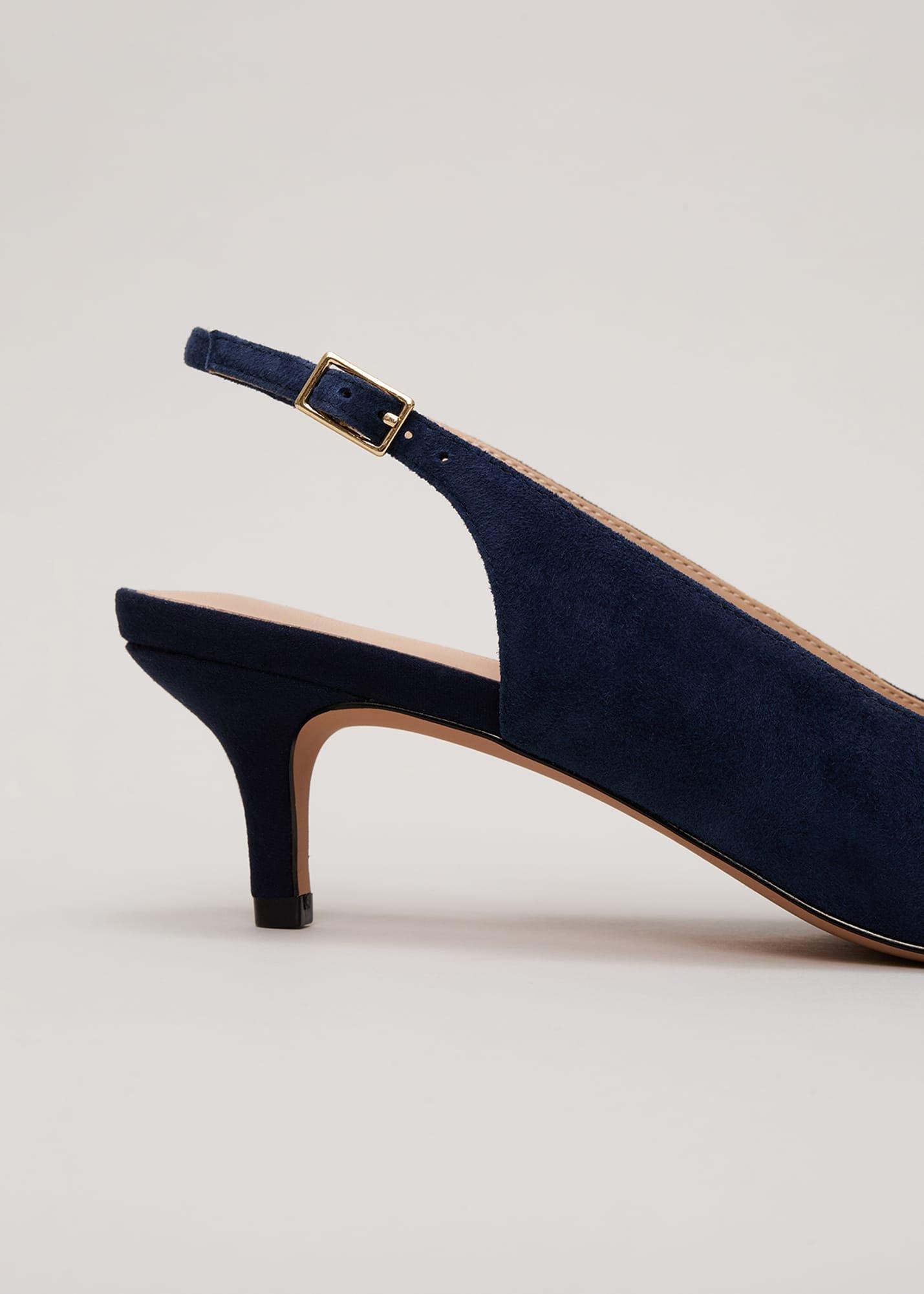 Suede Embellished Kitten Heel