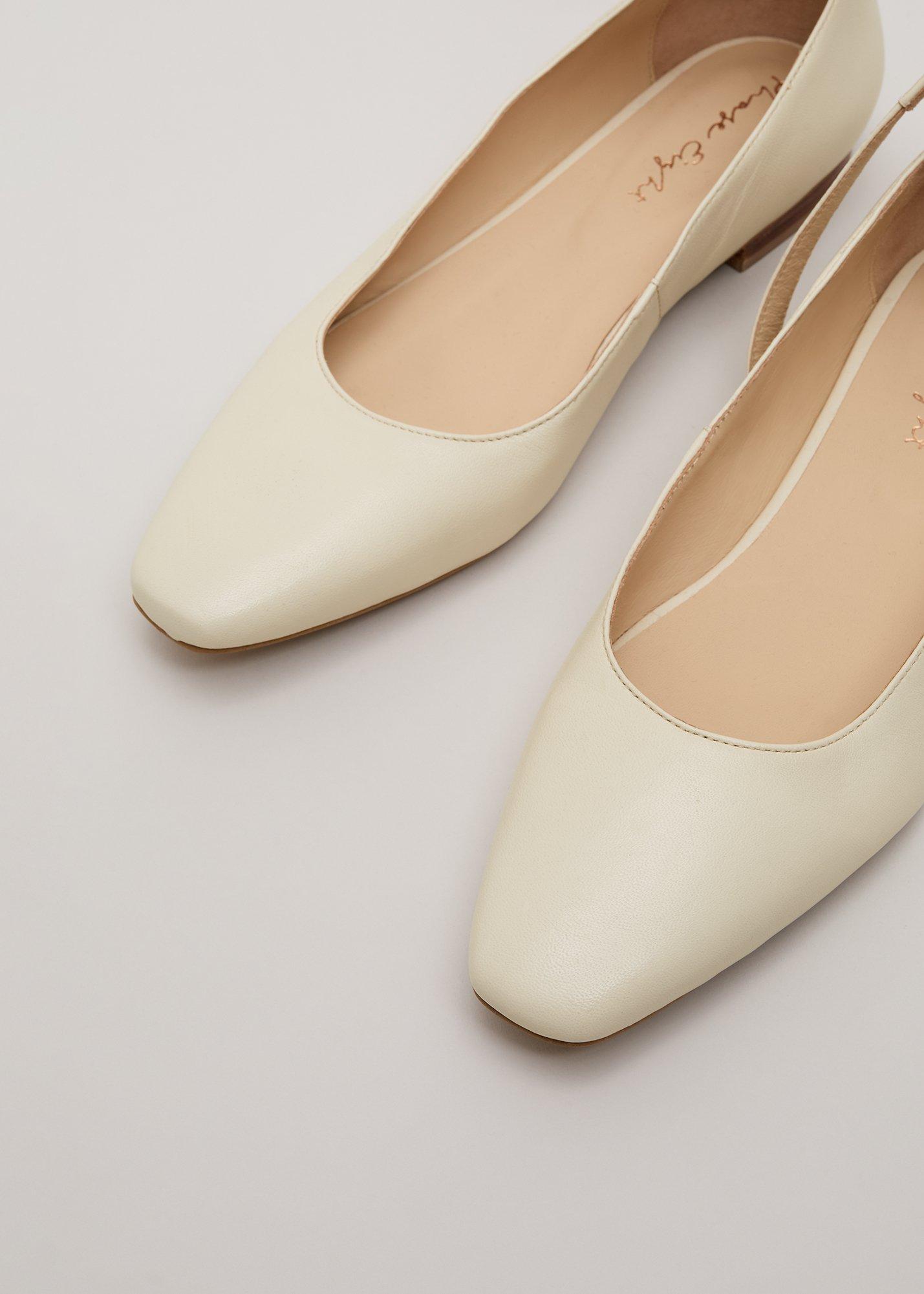 Leather Almond Toe Ankle Strap Ballerina