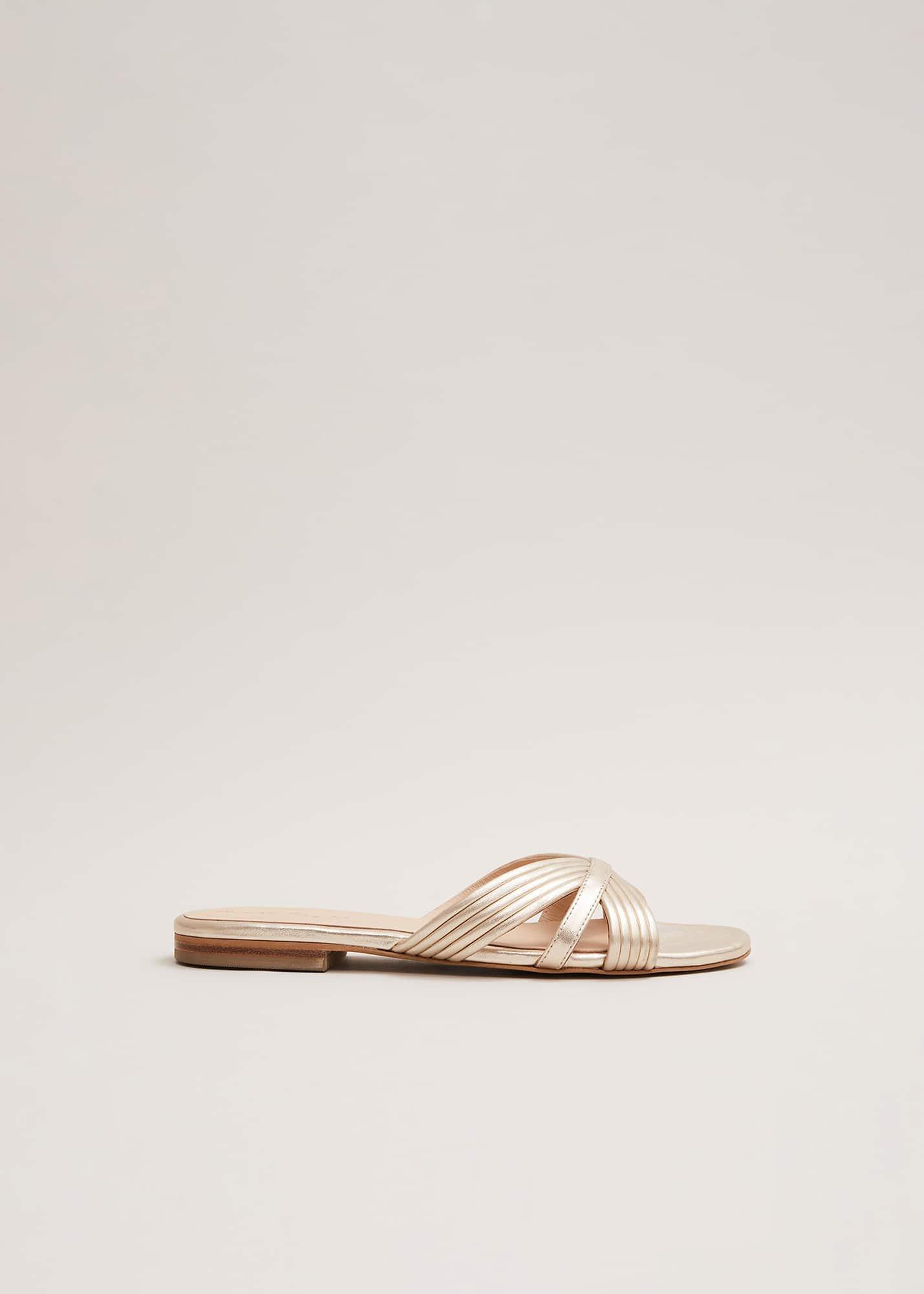 Leather Flat Slider Sandal