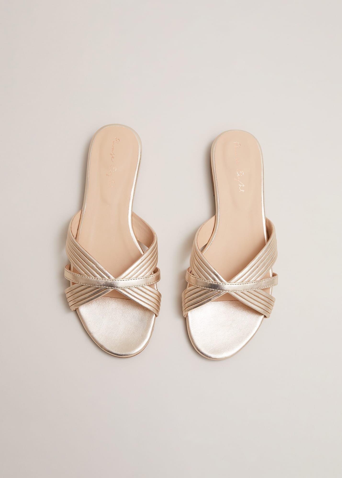 Leather Flat Slider Sandal