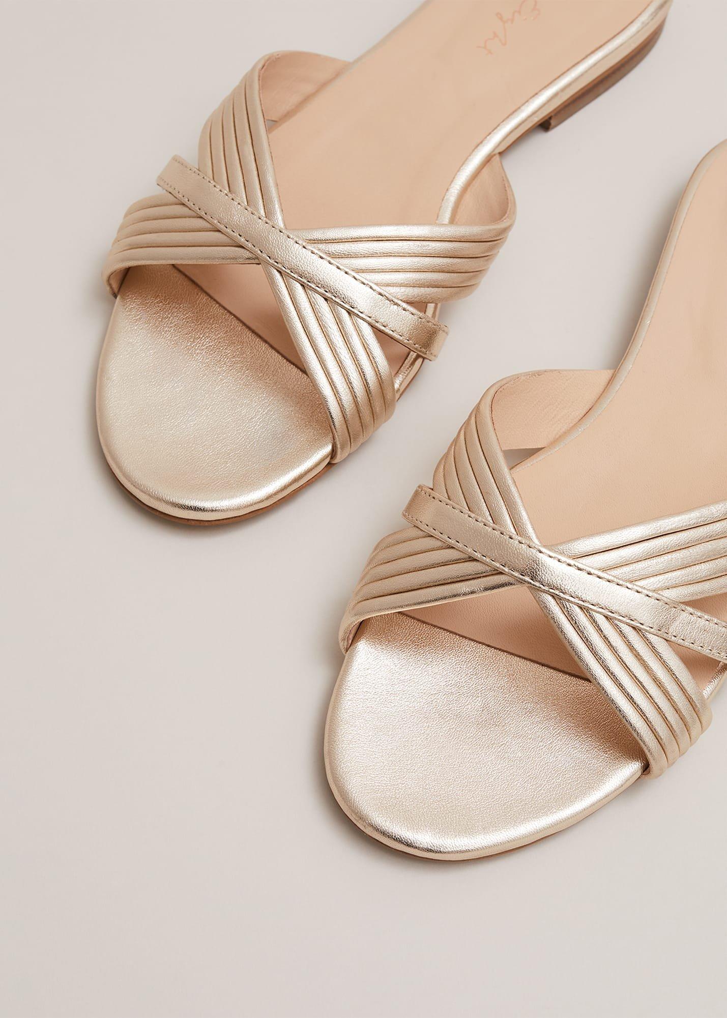 Leather Flat Slider Sandal