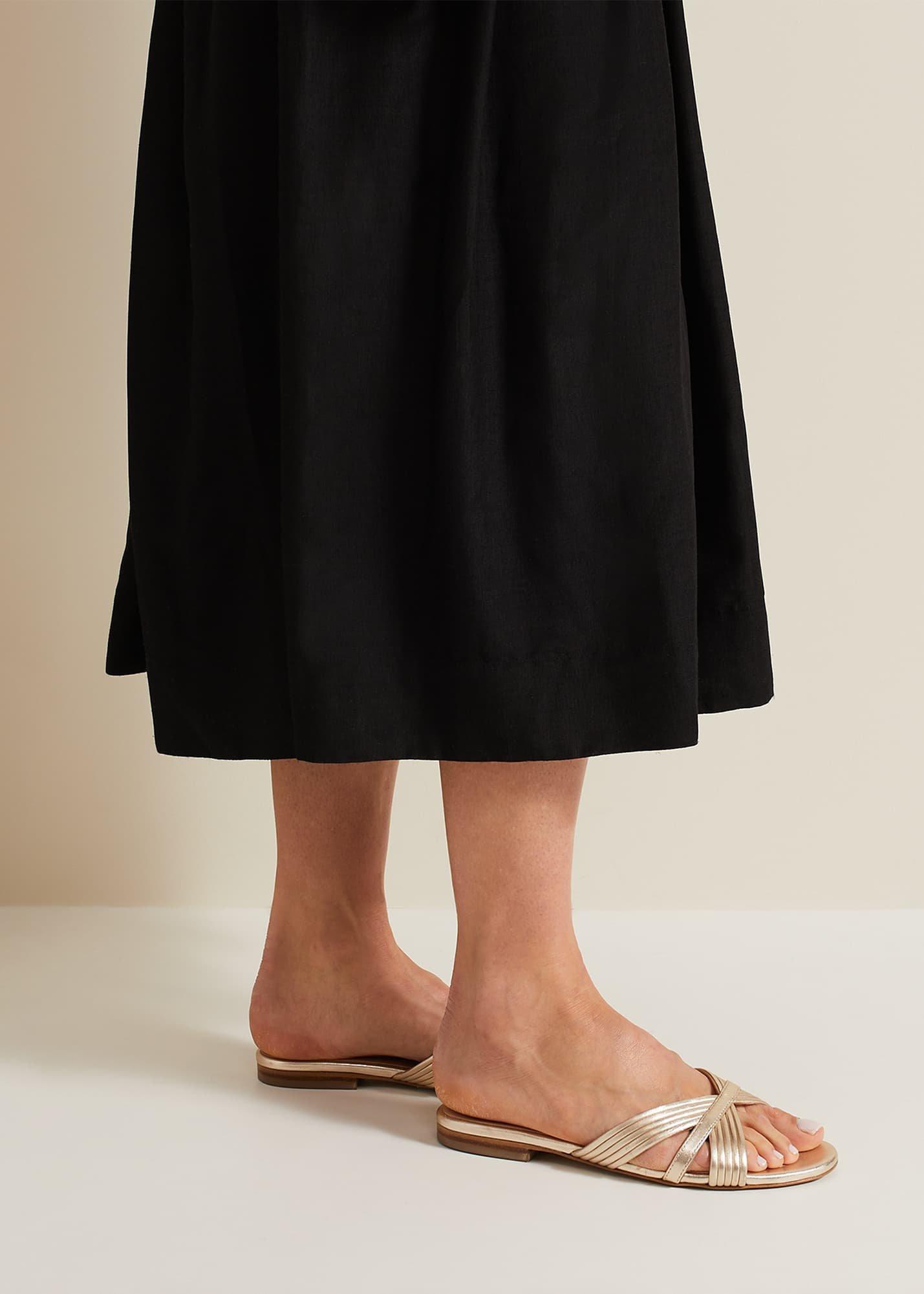 Leather Flat Slider Sandal