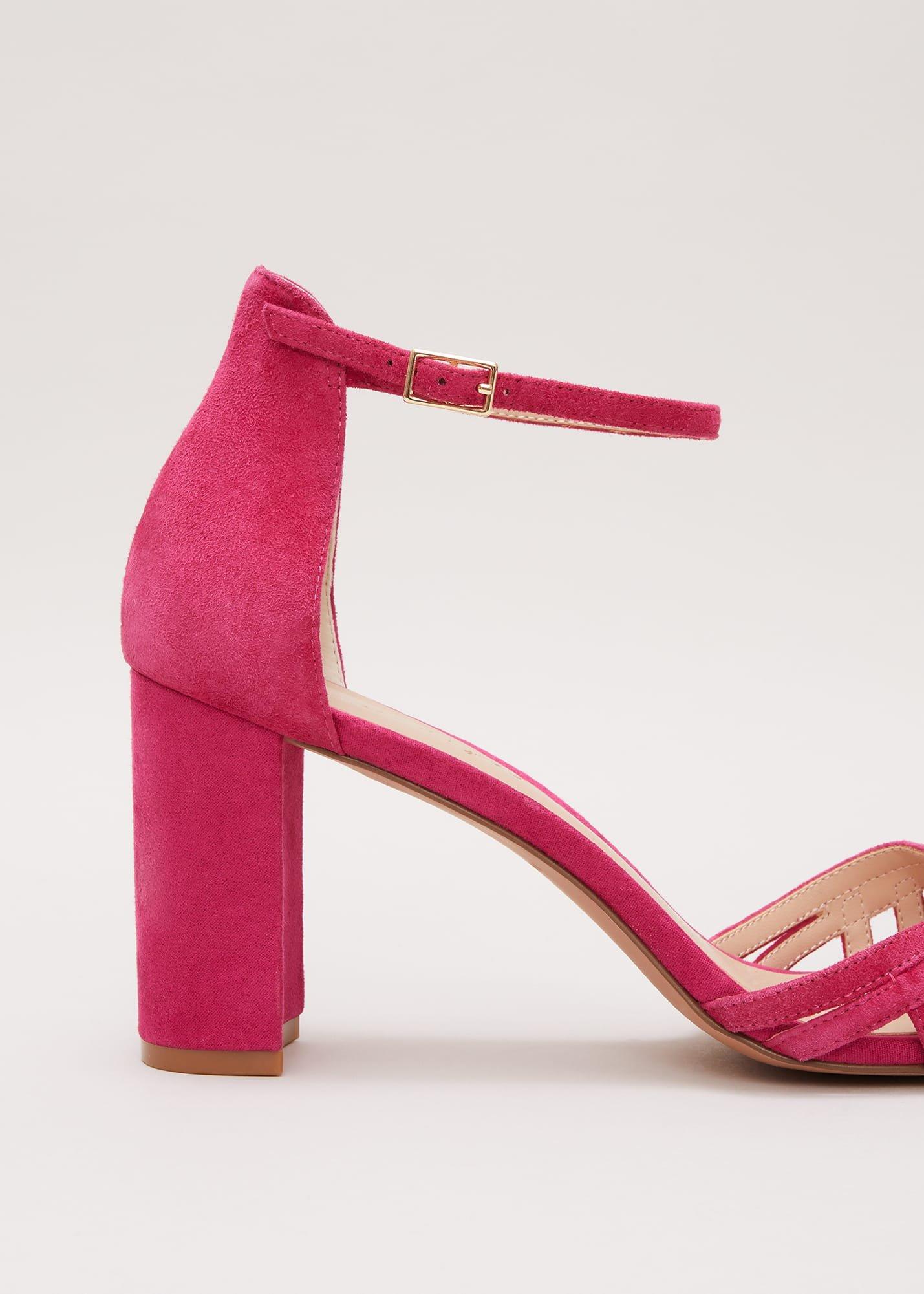 Suede Lattice Block Heel