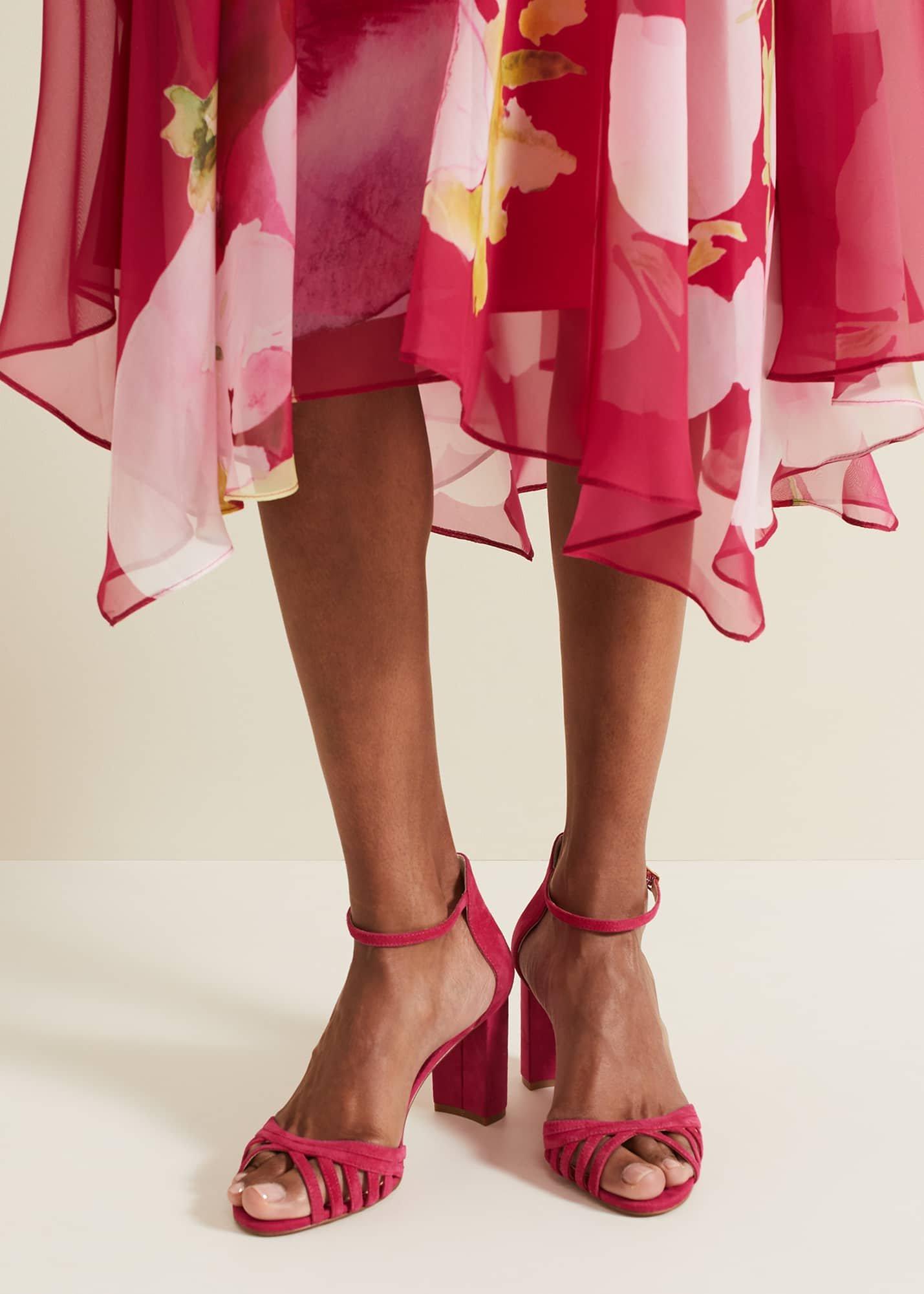 Suede Lattice Block Heel