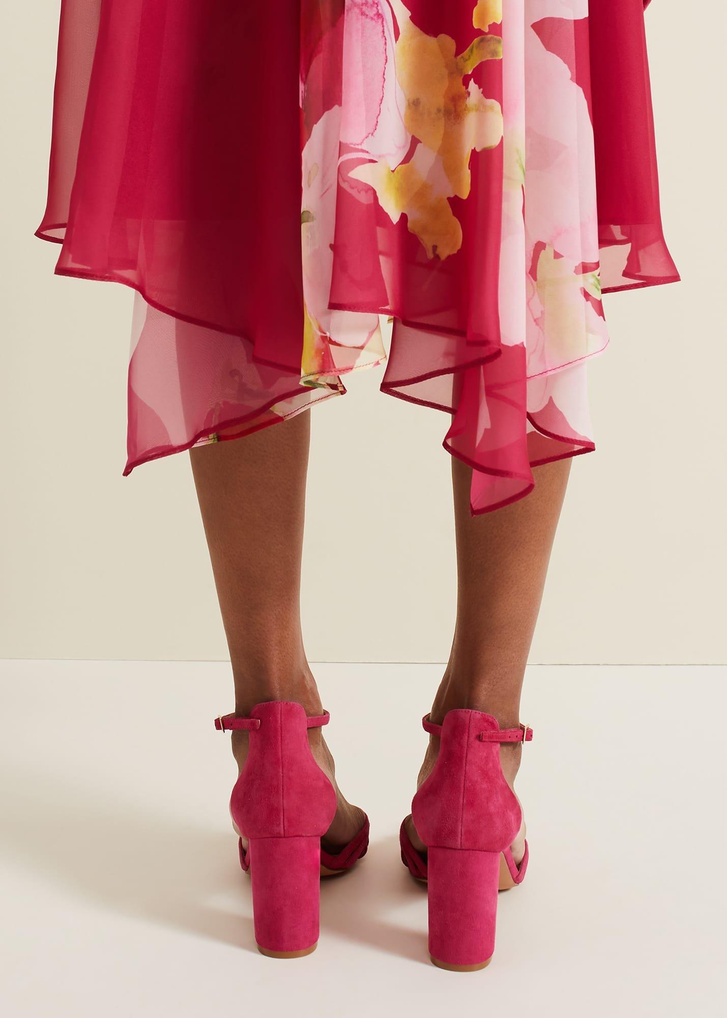 Suede Lattice Block Heel
