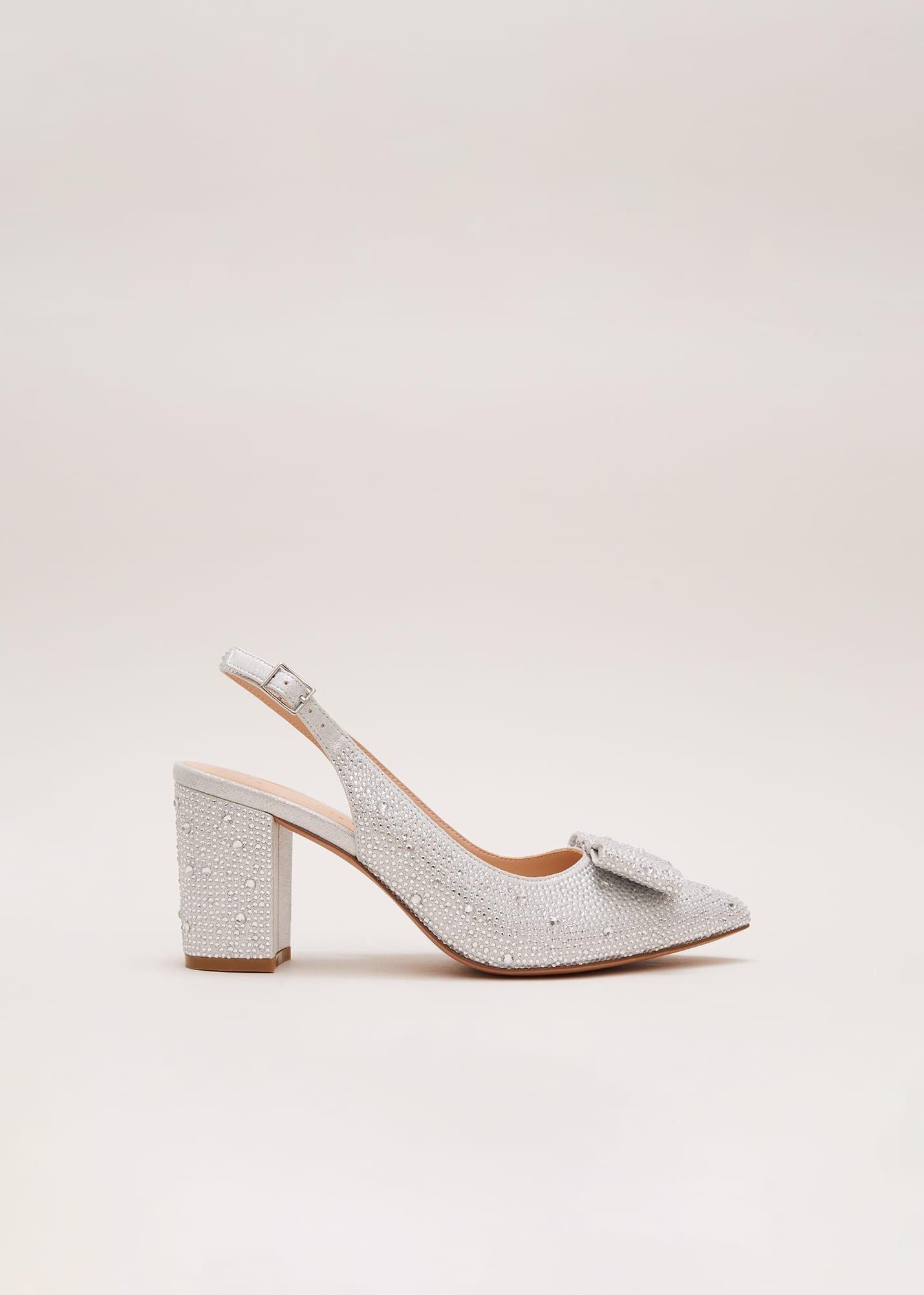 Verzierte Slingbacks mit Schleife und Blockabsatz