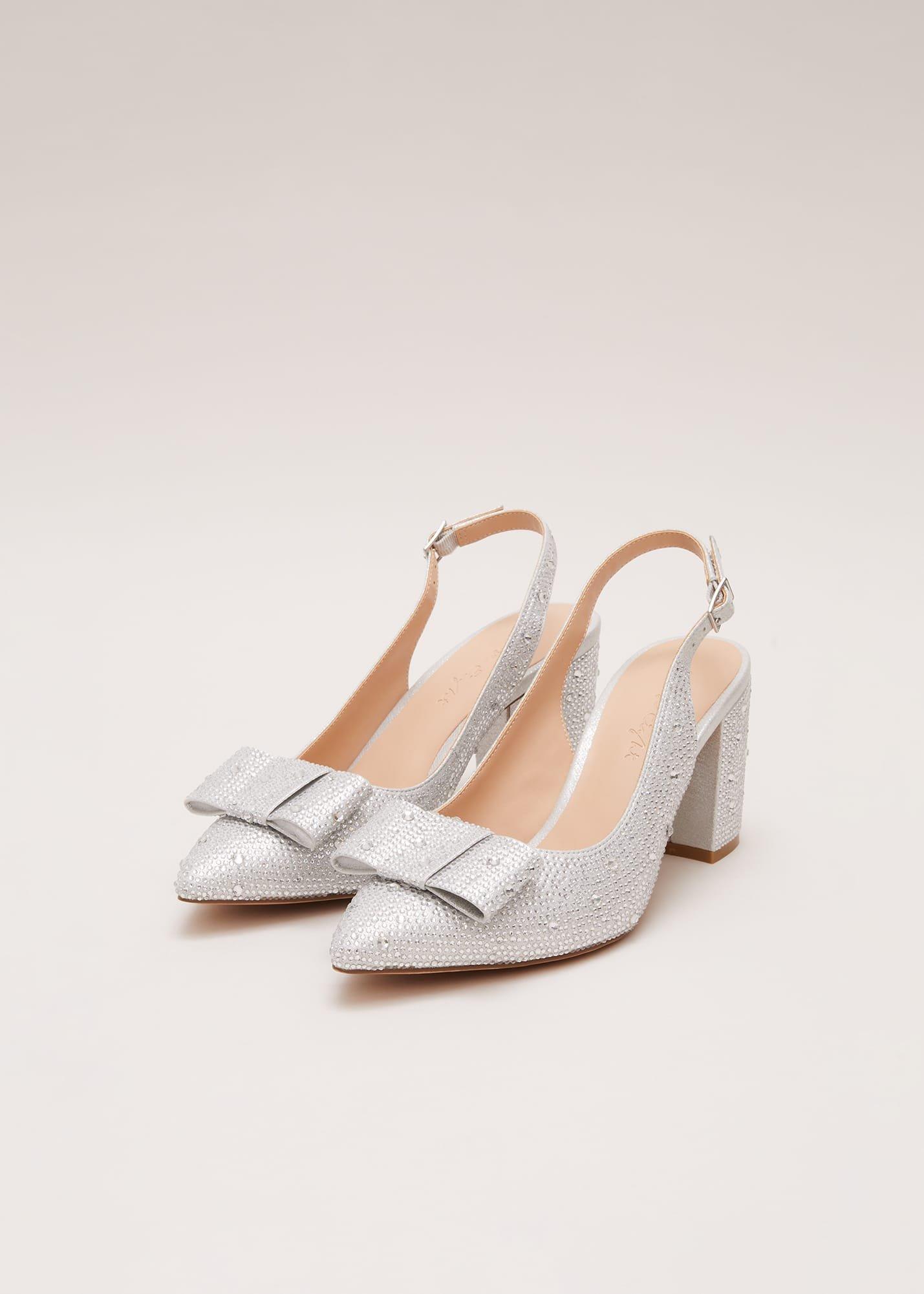 Verzierte Slingbacks mit Schleife und Blockabsatz