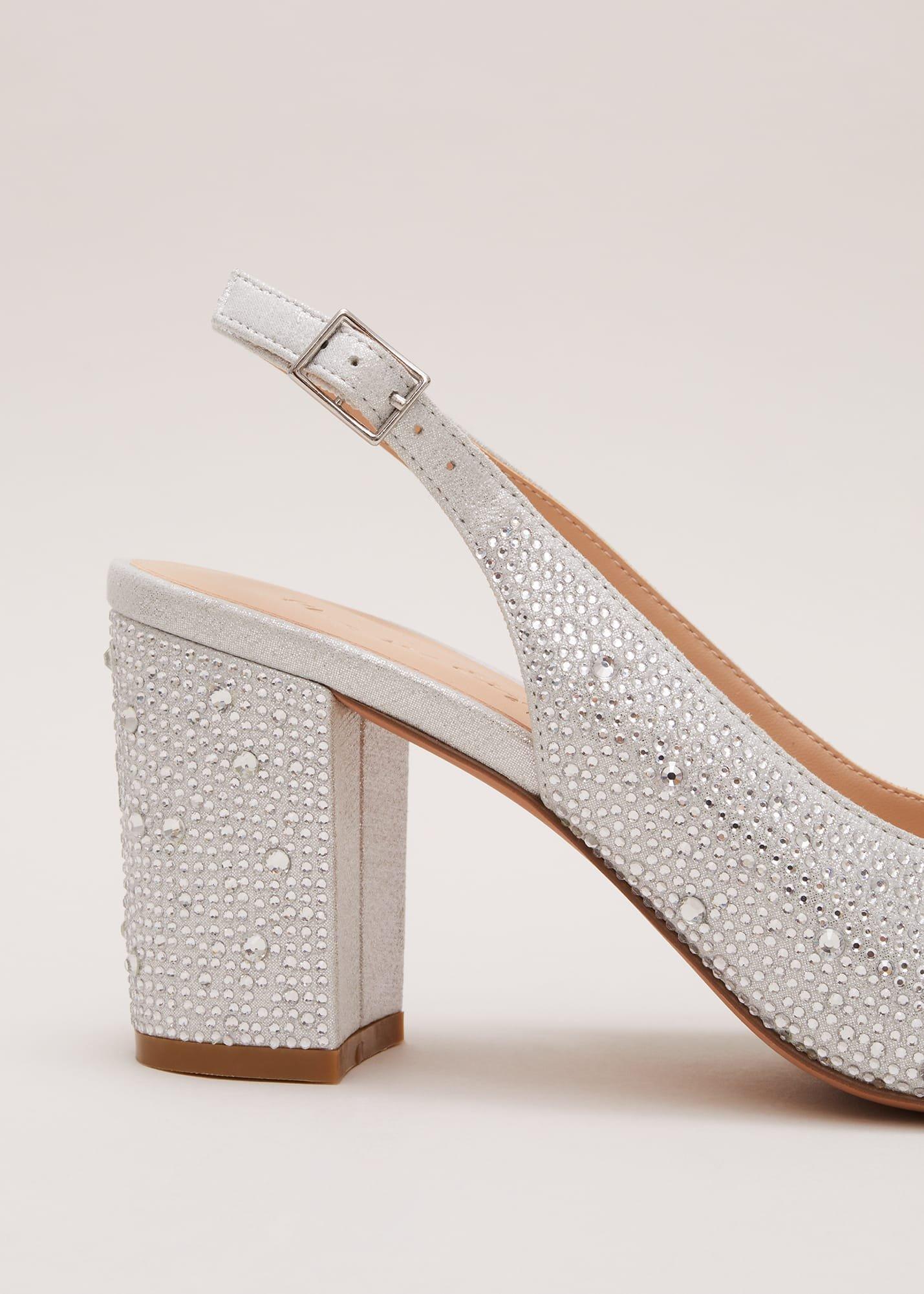 Embellished Bow Block Heel Slingback