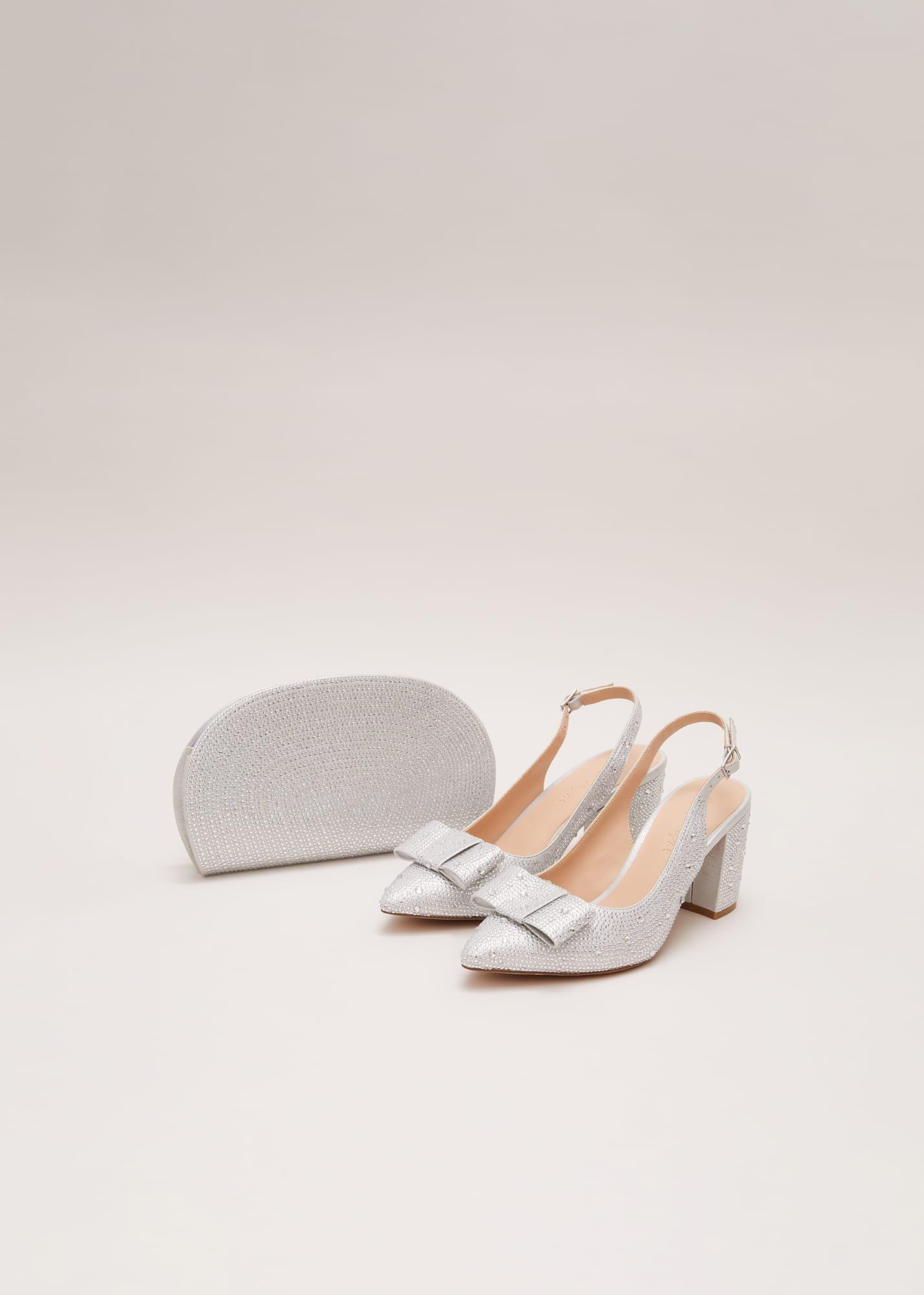 Embellished Bow Block Heel Slingback