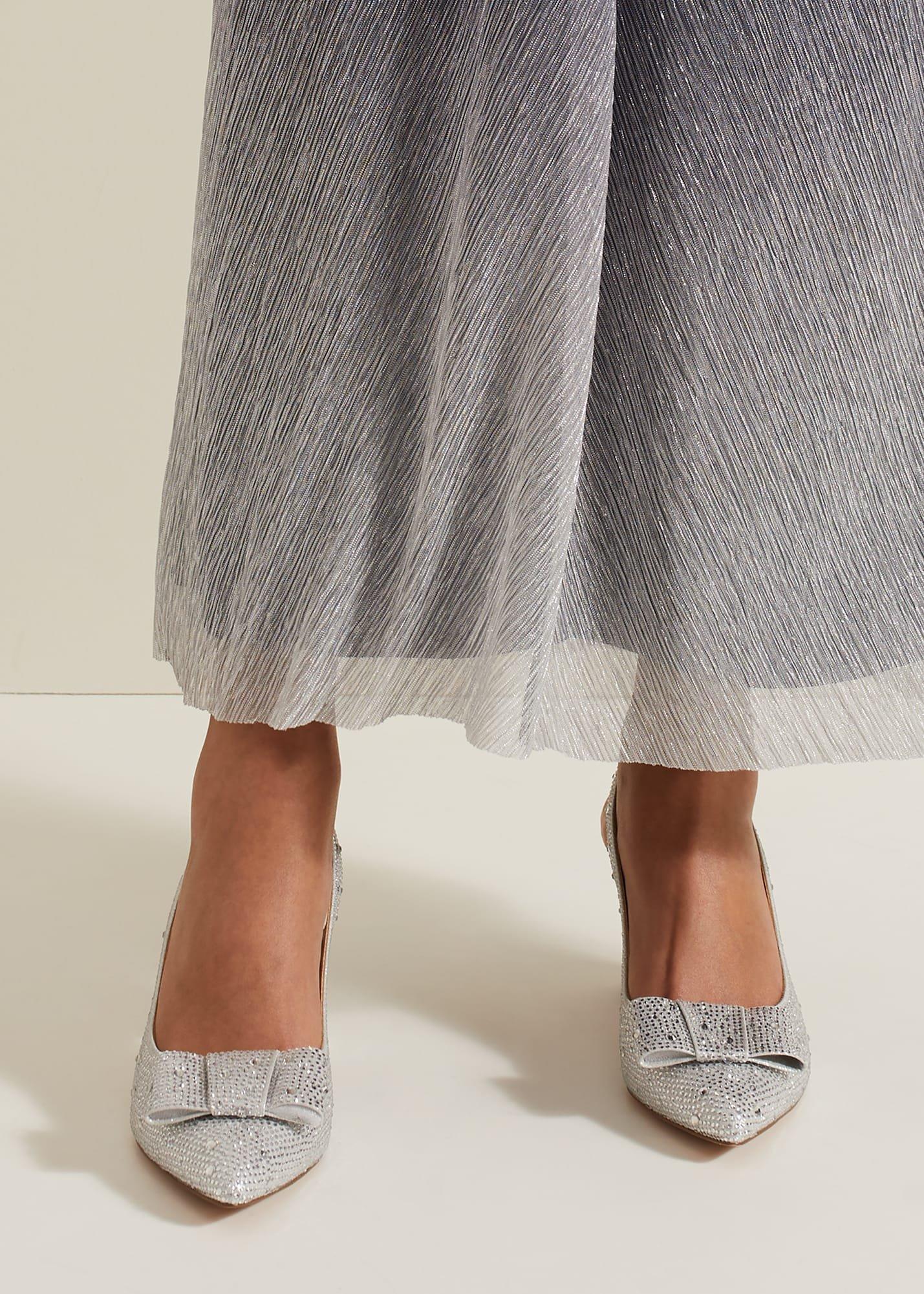 Embellished Bow Block Heel Slingback