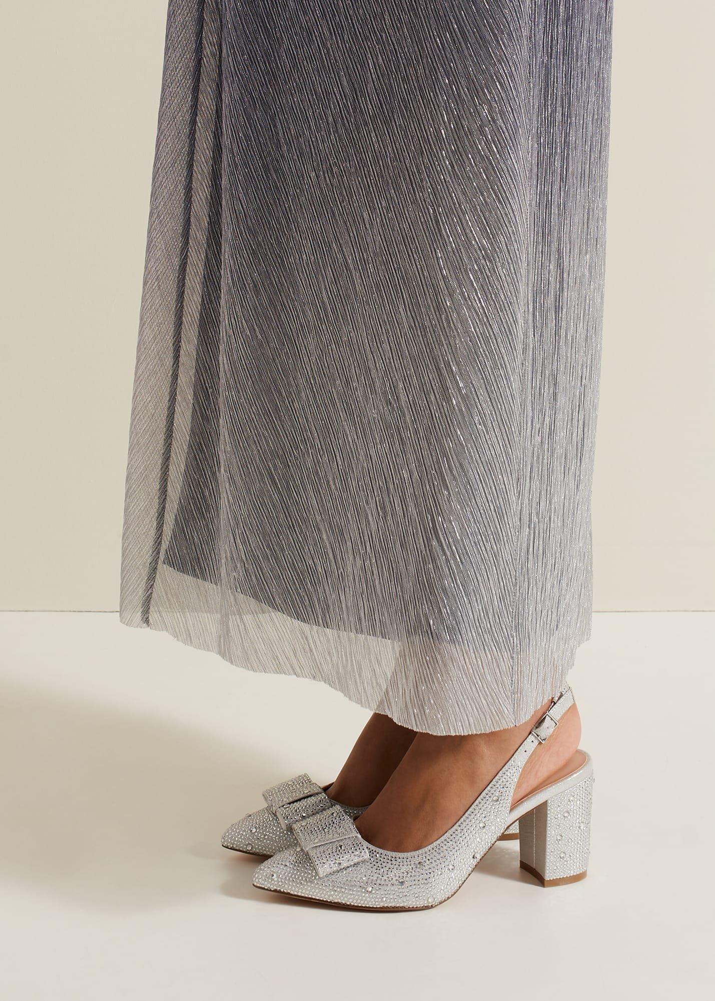 Embellished Bow Block Heel Slingback
