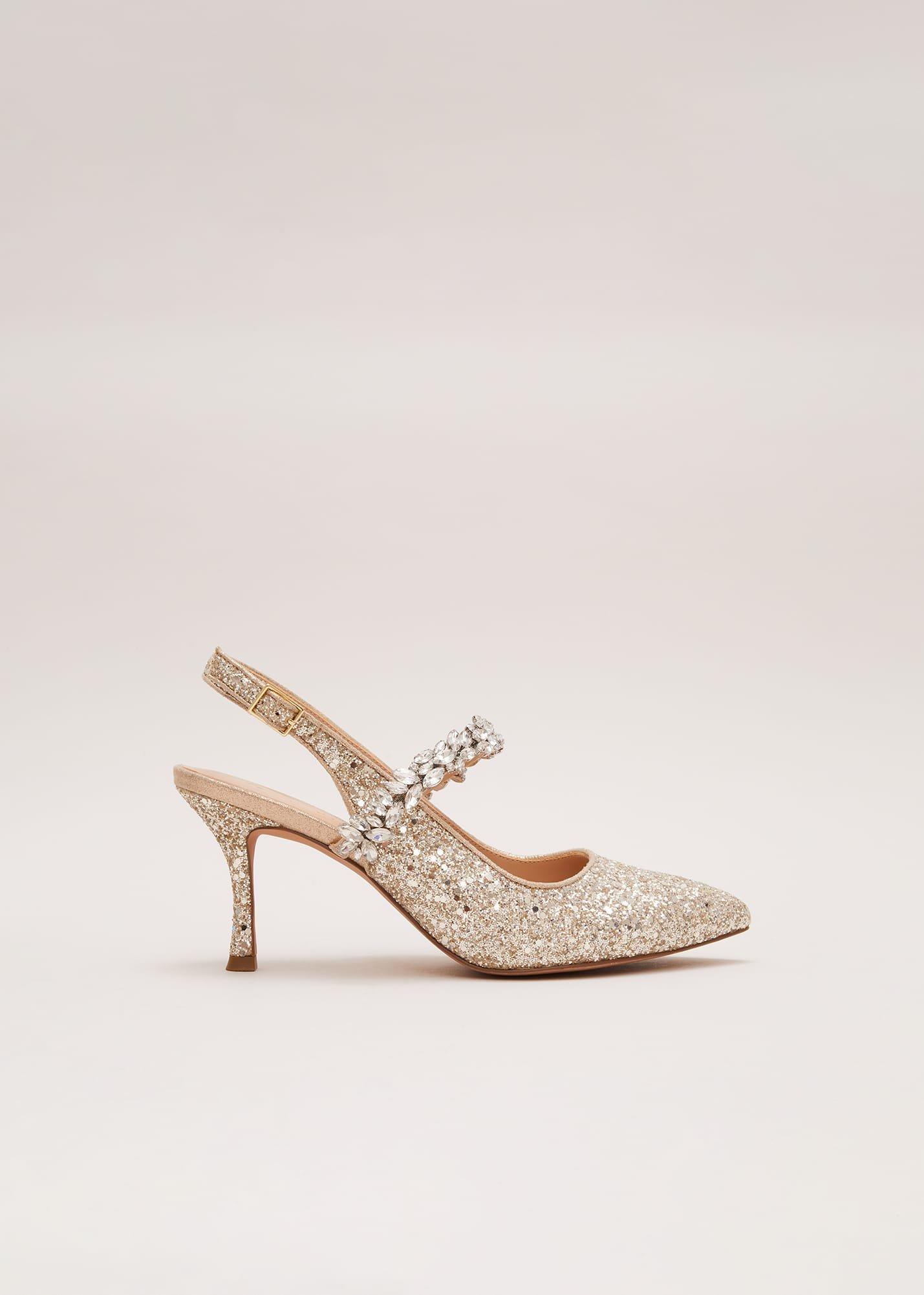Glitter Embellished Pointed Slingback