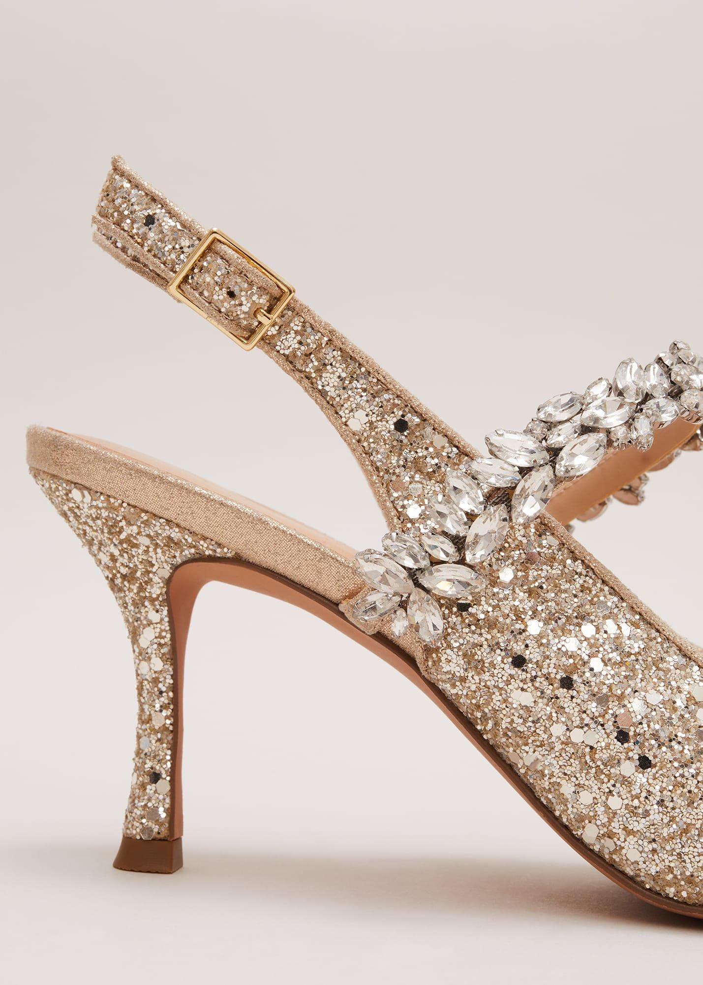 Glitter Embellished Pointed Slingback