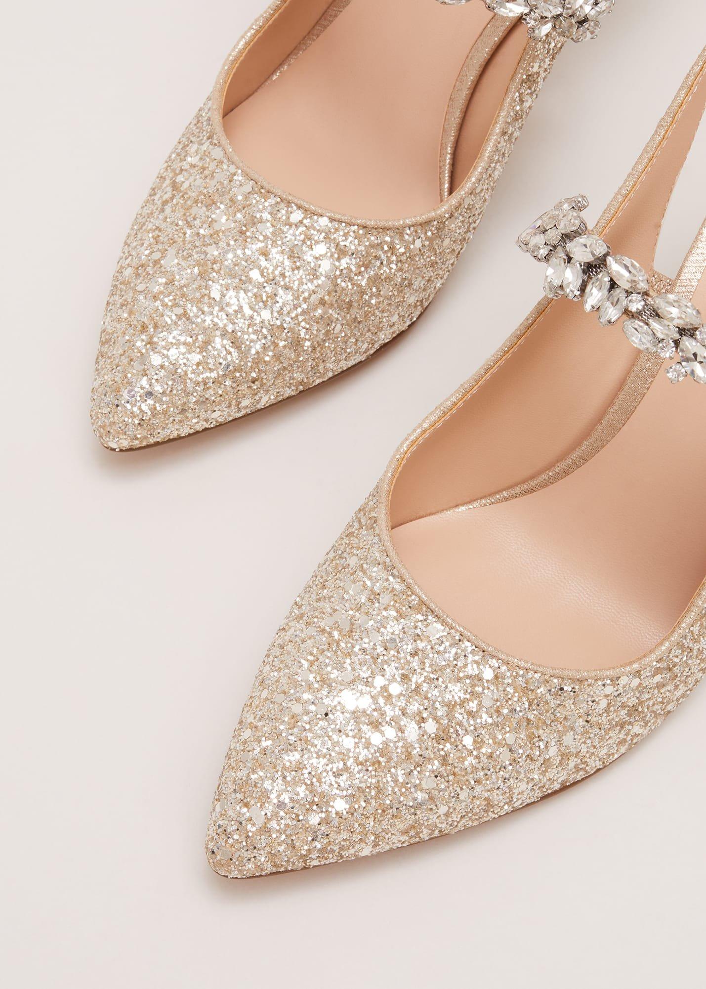 Glitter Embellished Pointed Slingback