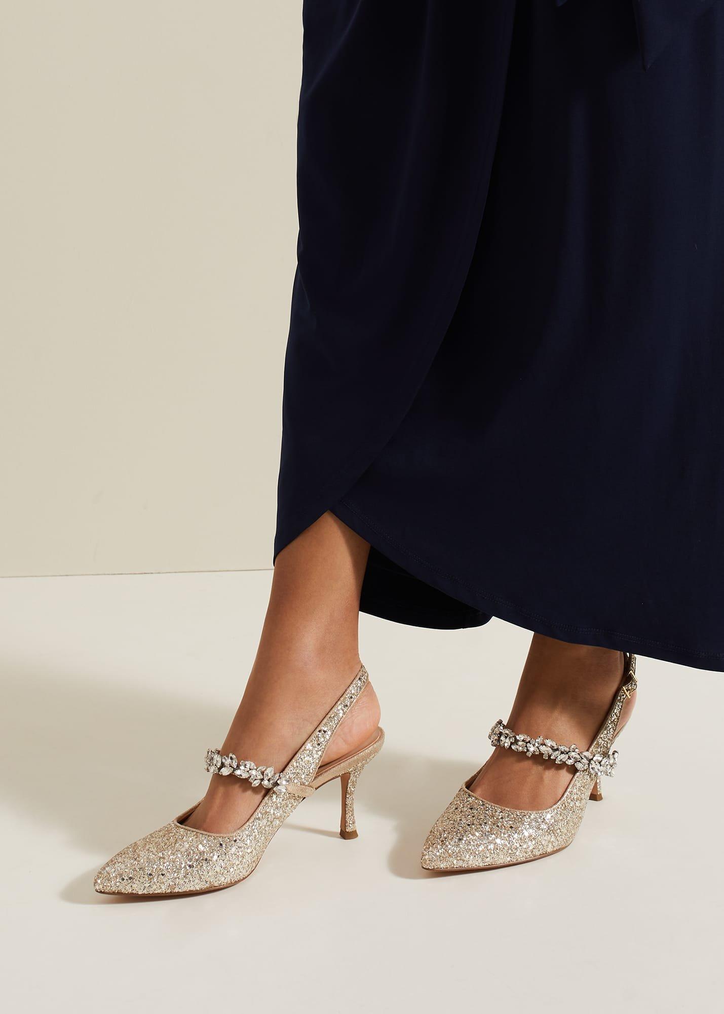 Glitter Embellished Pointed Slingback
