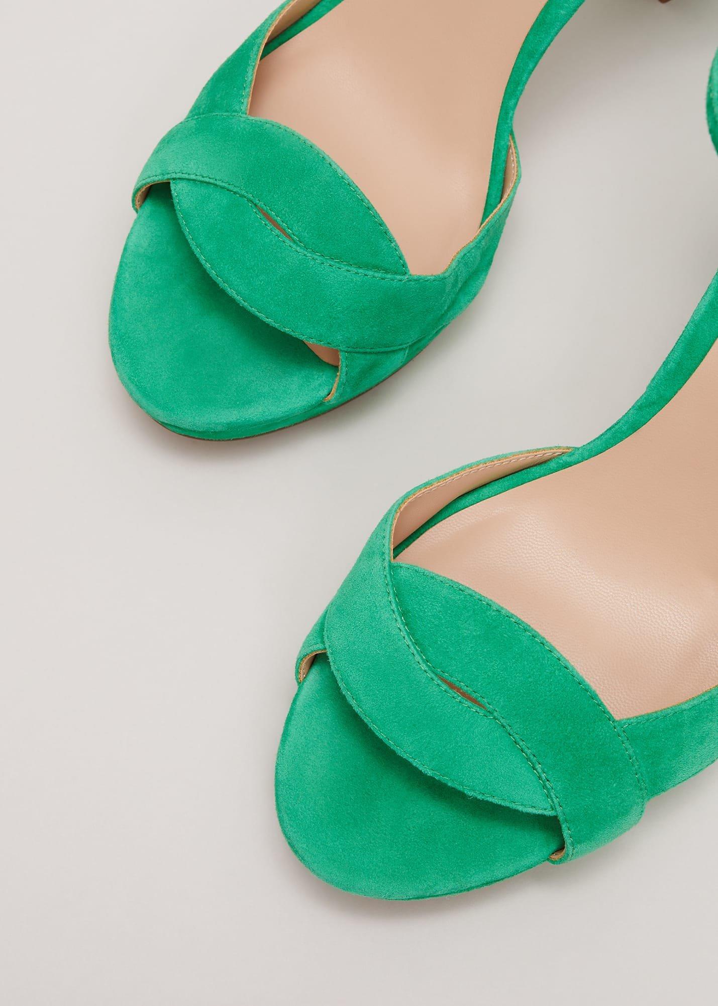 Suede Crossover Platform Sandal