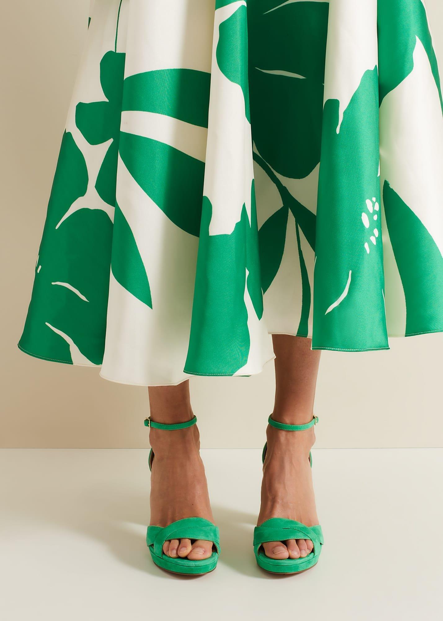 Suede Crossover Platform Sandal