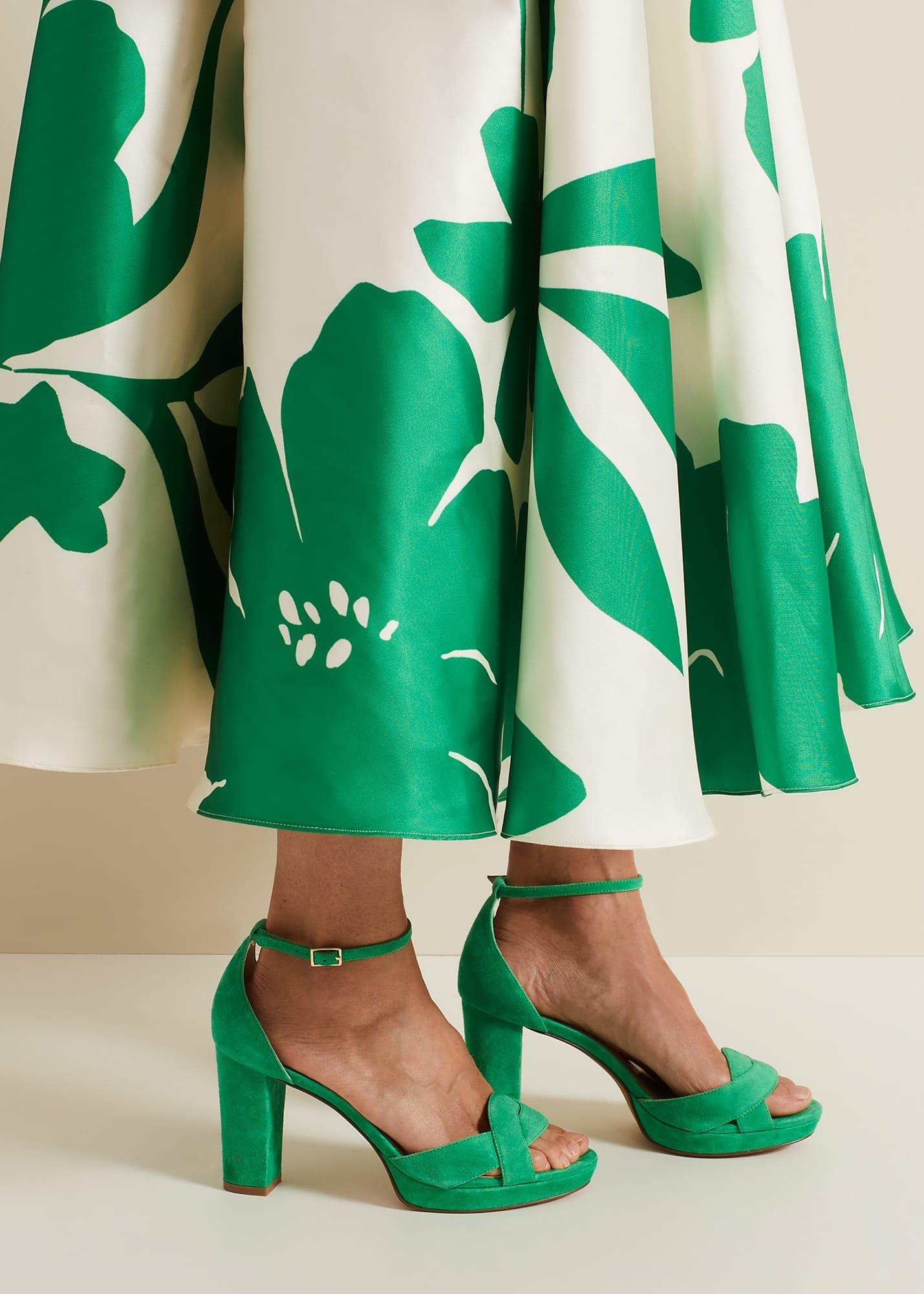 Suede Crossover Platform Sandal