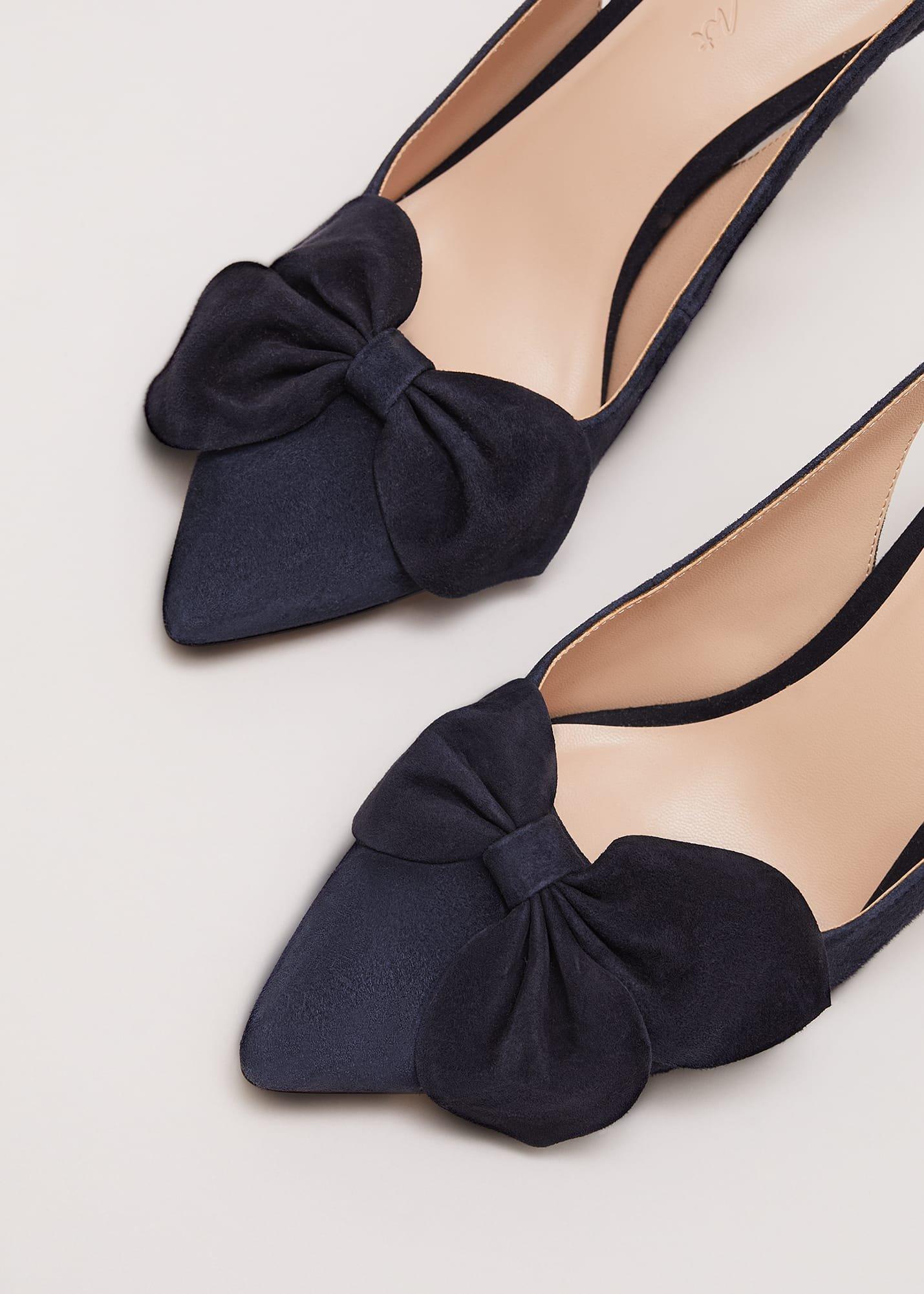Suede Pointed Bow Slingback