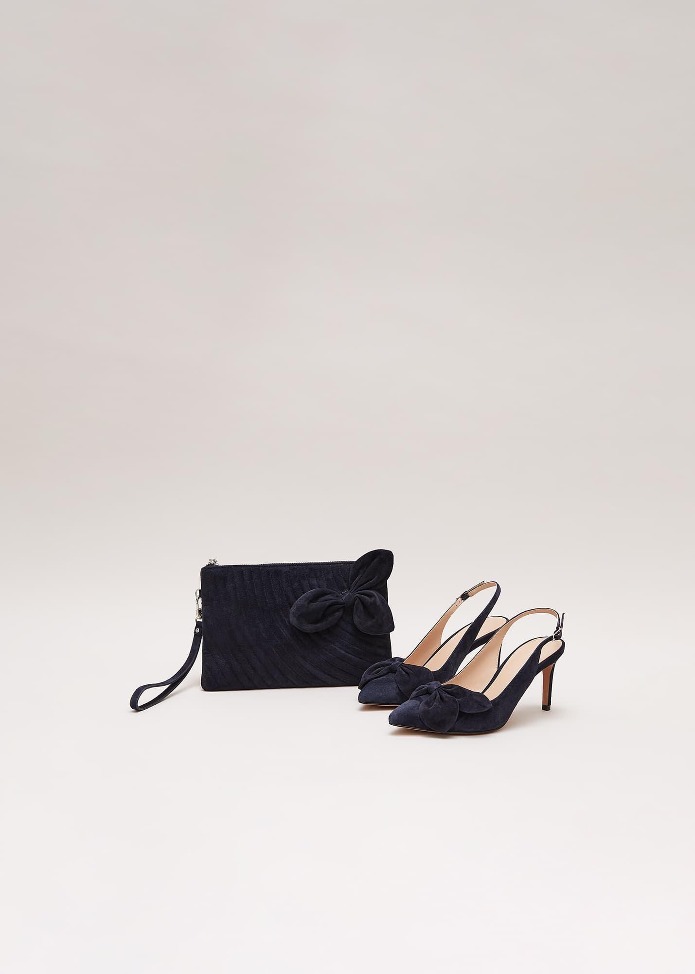 Suede Pointed Bow Slingback