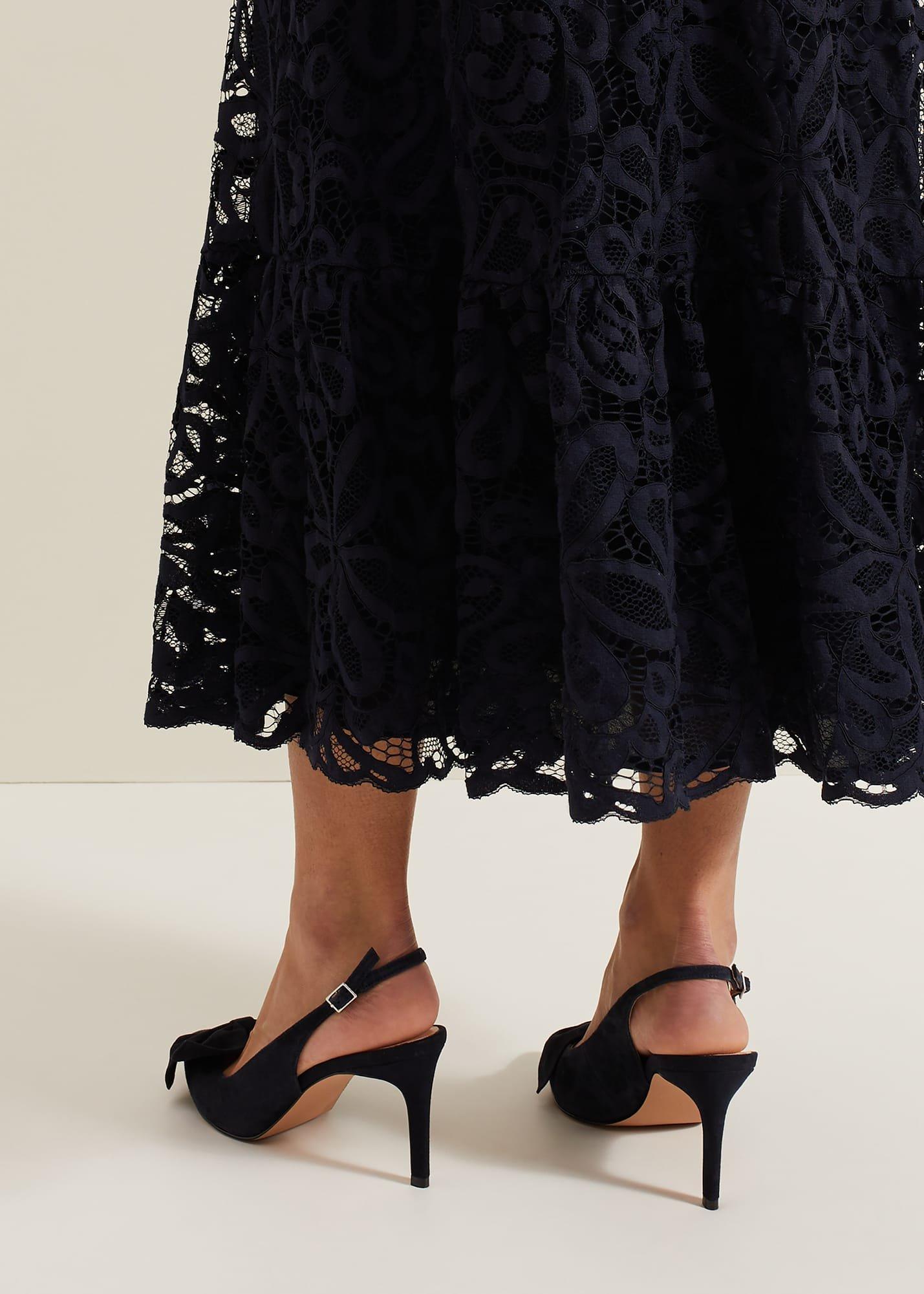 Suede Pointed Bow Slingback