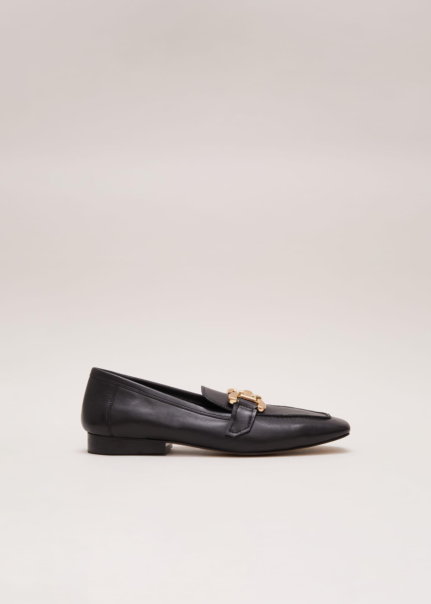 ${product-id}-Black Leather Flat Loafers-Black-${view-type}