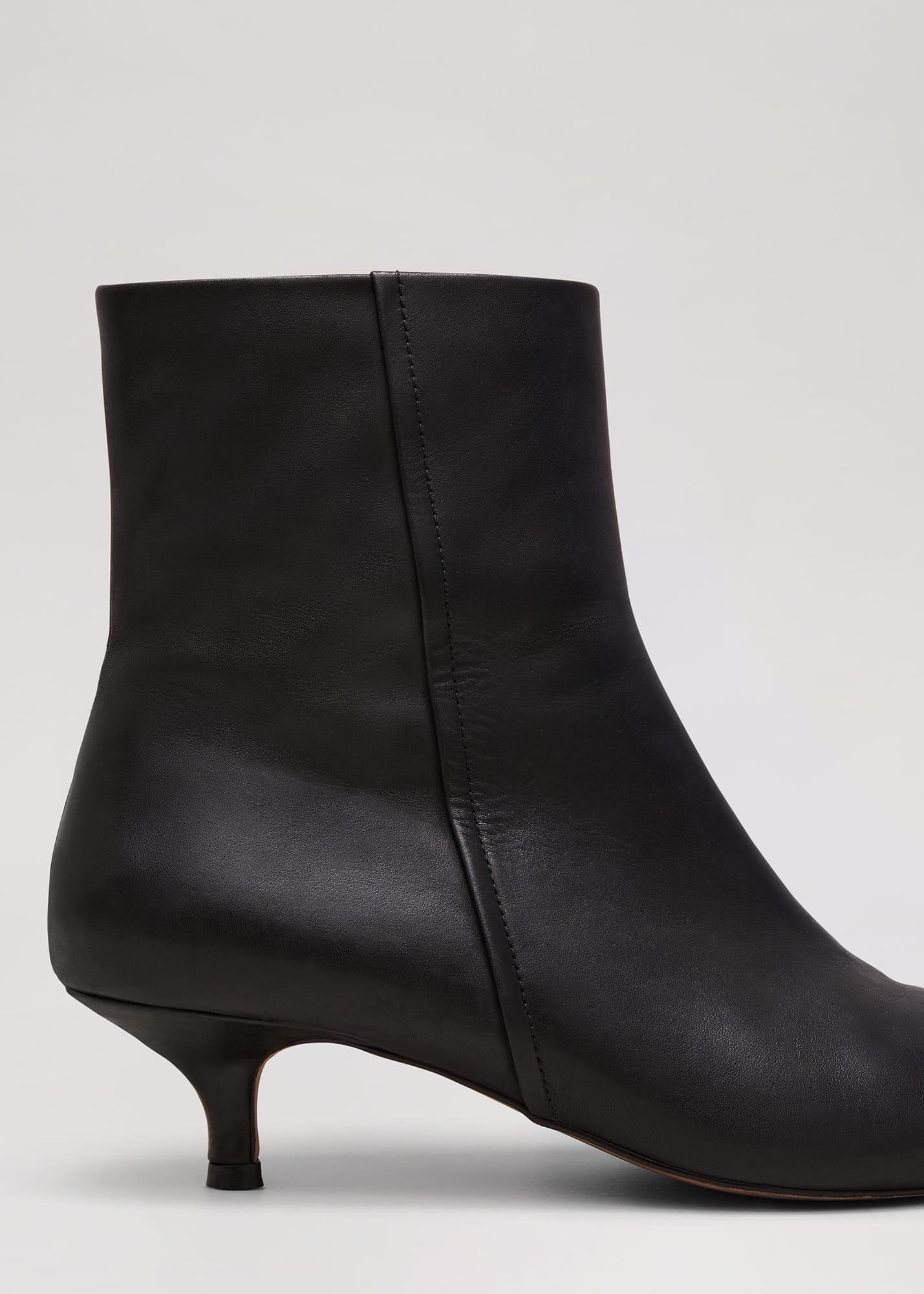 Black Leather Kitten Heel Boot
