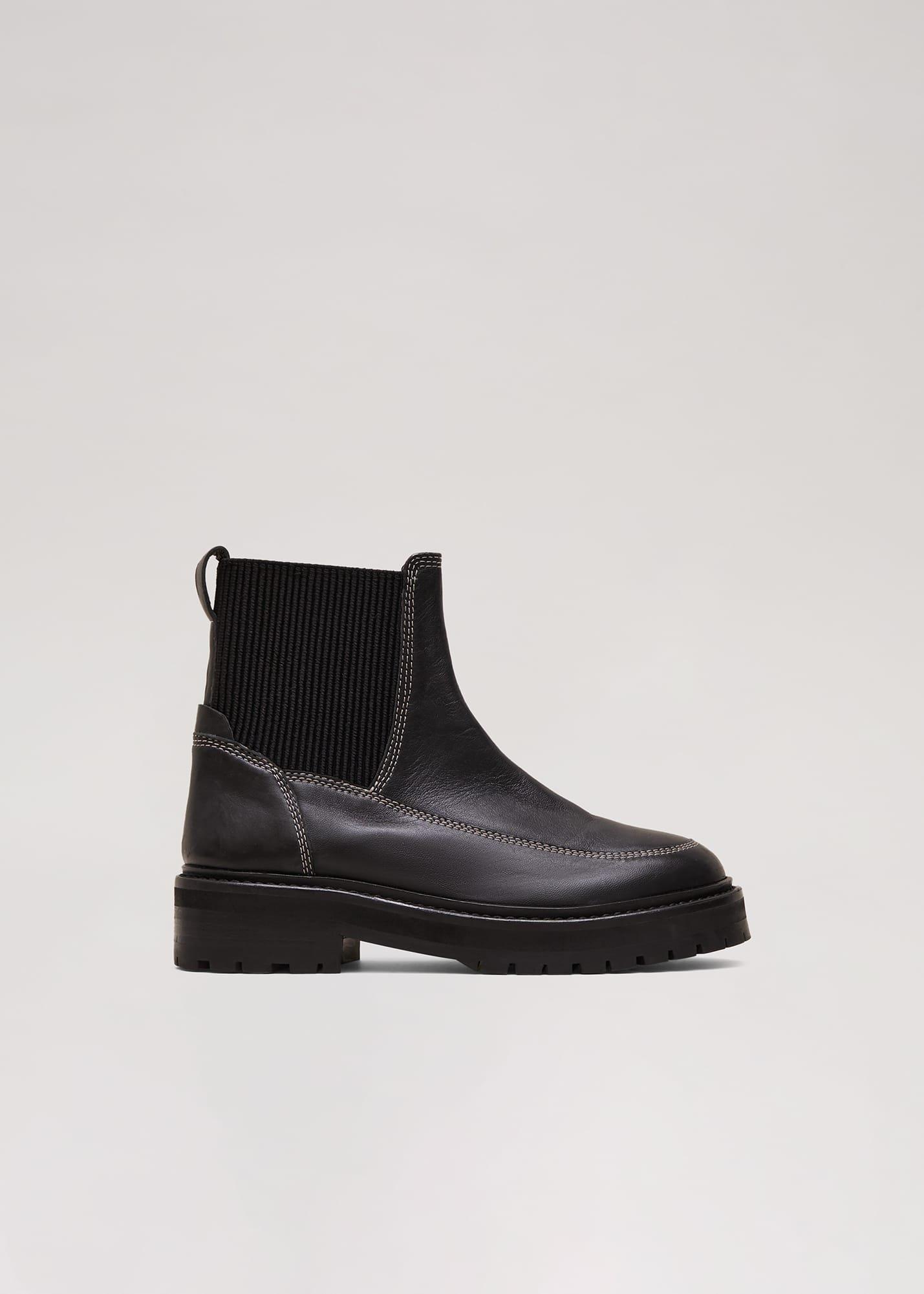 Black Feature Stitch Chunky Chelsea Boot