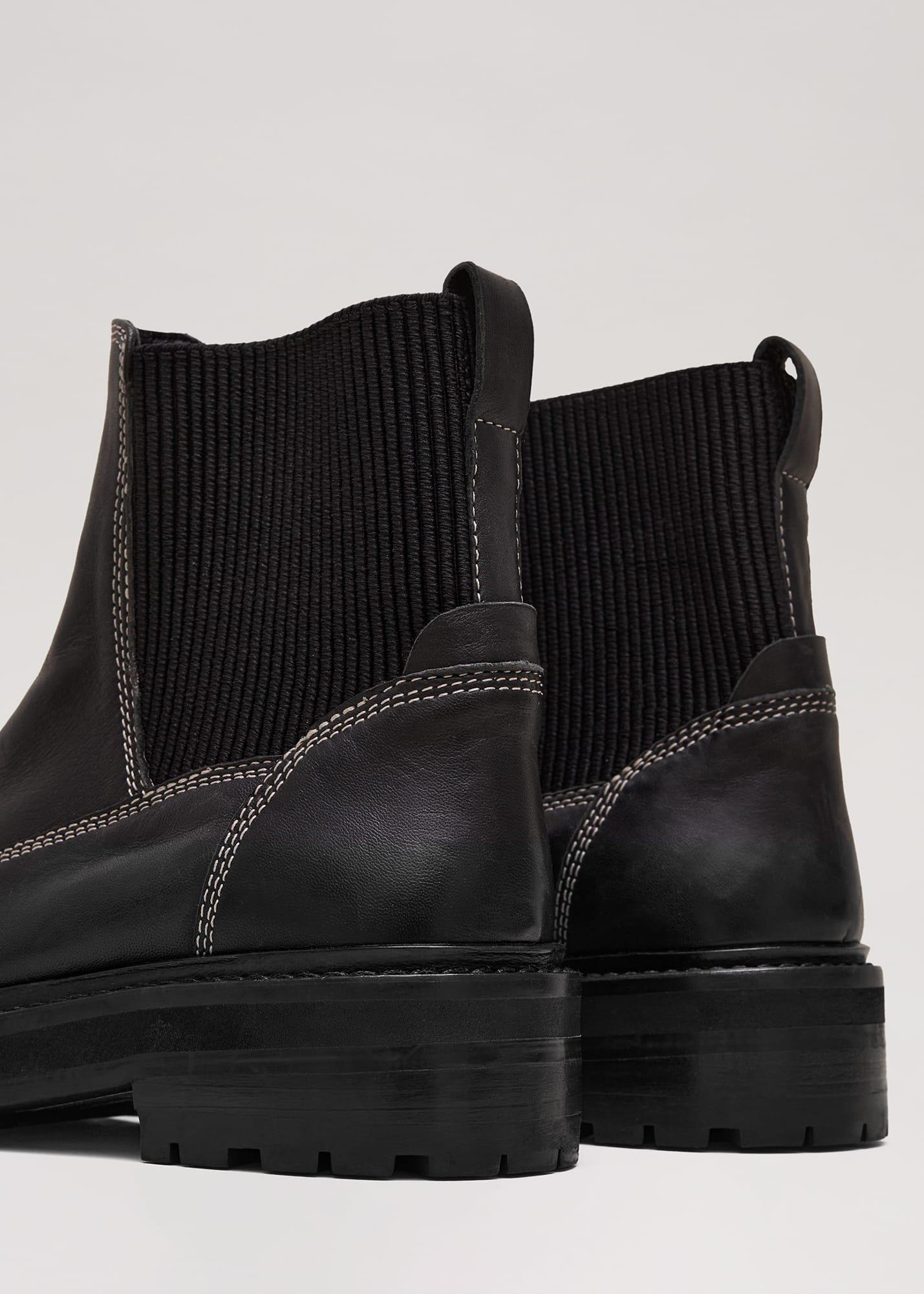Black Feature Stitch Chunky Chelsea Boot