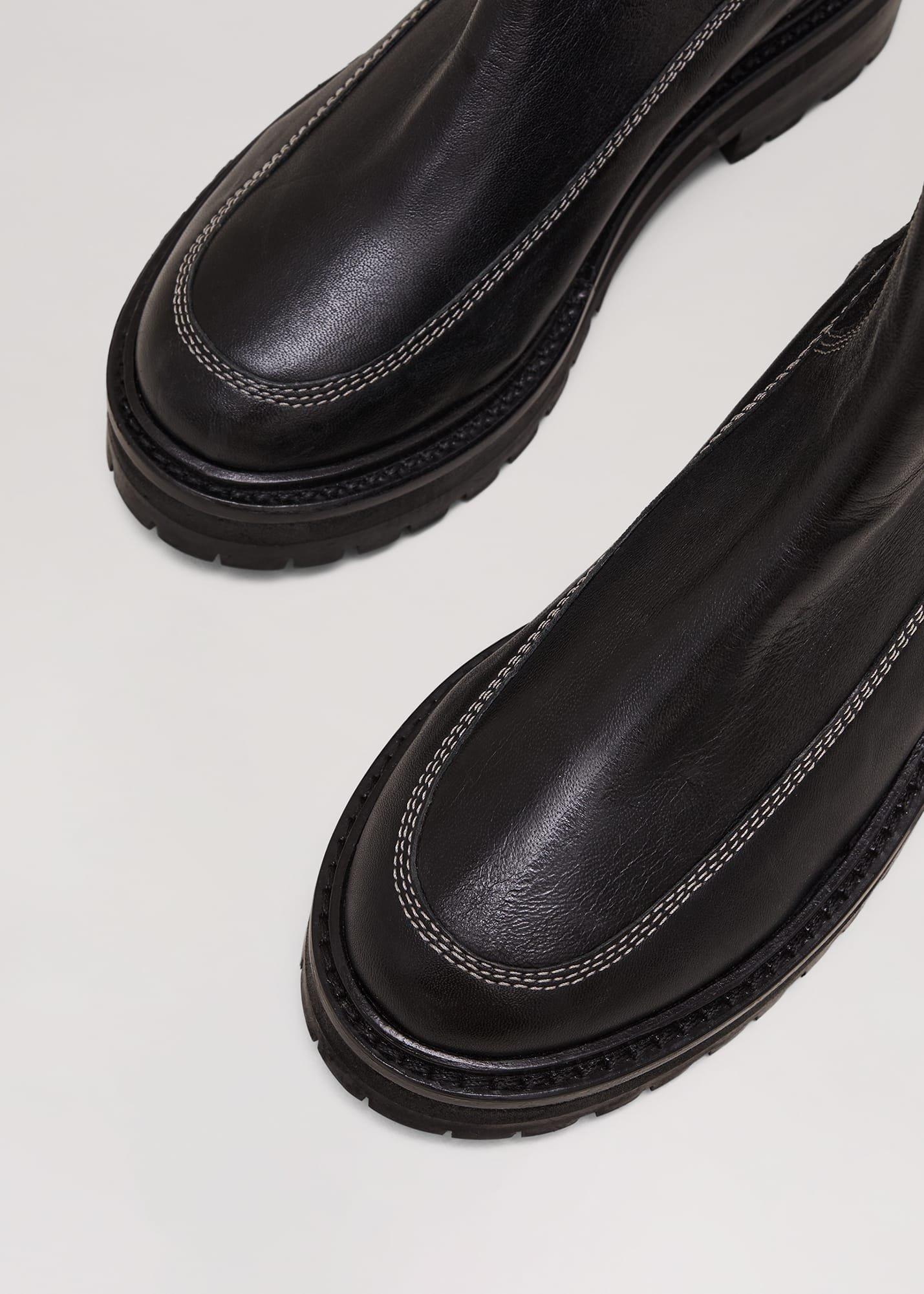 Black Feature Stitch Chunky Chelsea Boot