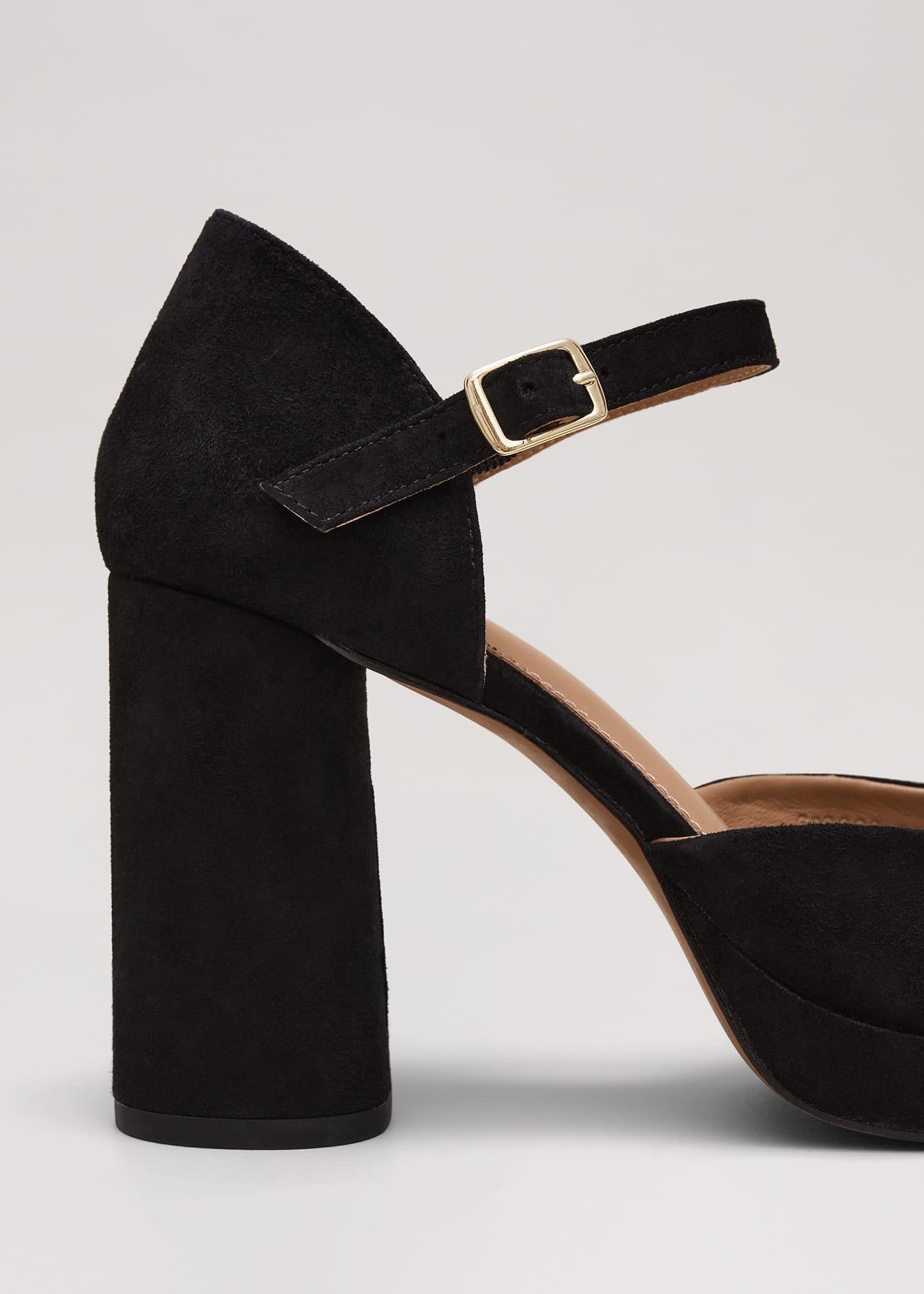 Black Suede Closed Toe Platform