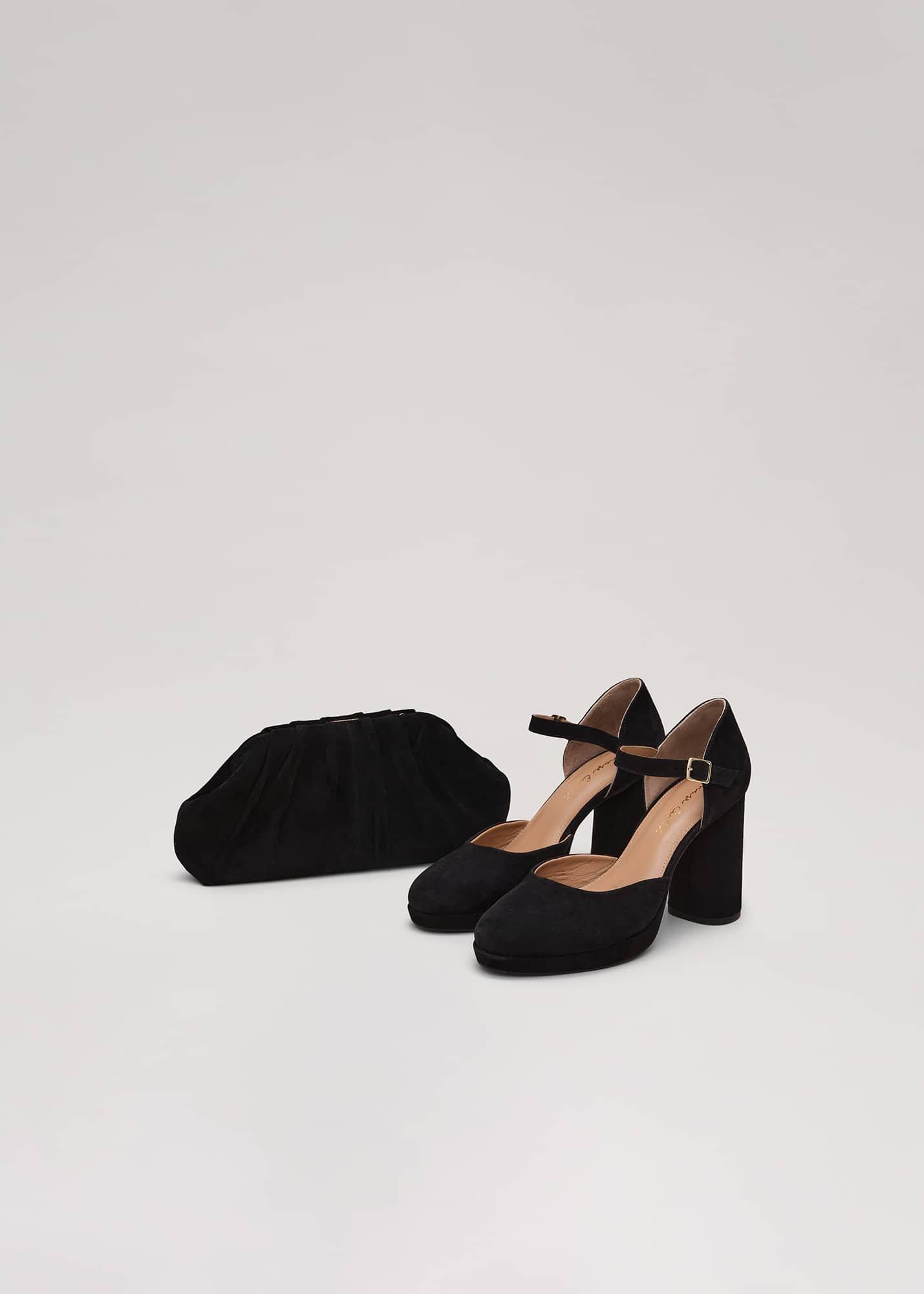 Black Suede Closed Toe Platform