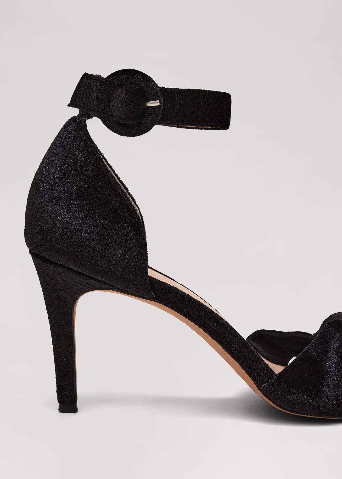 Black Velvet Plaited Strappy Sandal