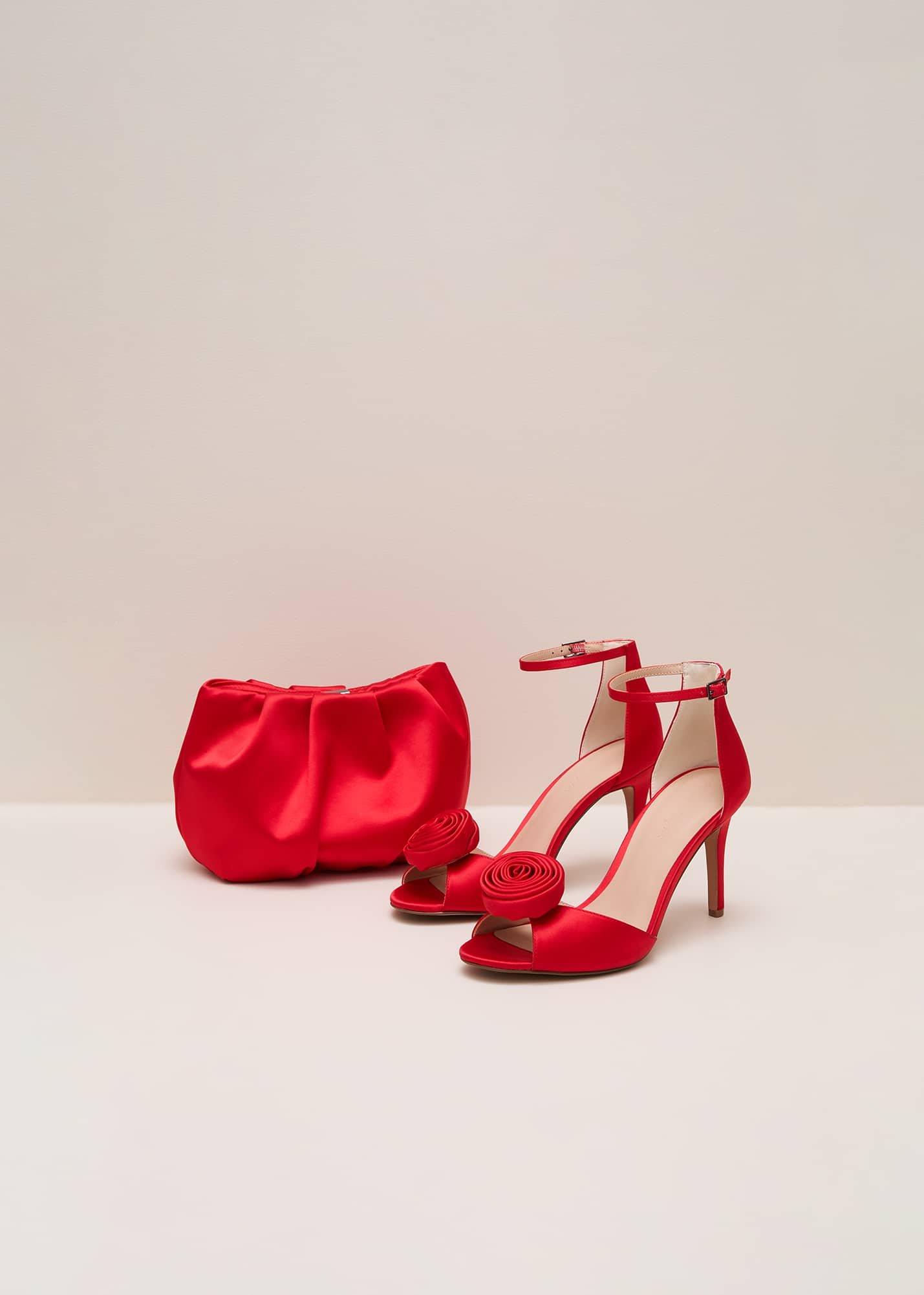 Red Satin Corsage Flower Sandal