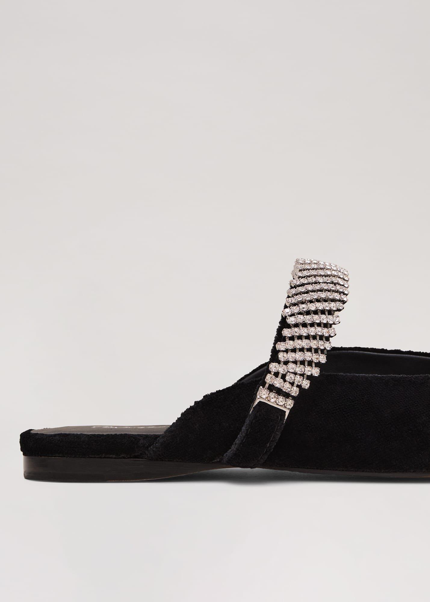 Black Velvet Sparkle Flat Mule