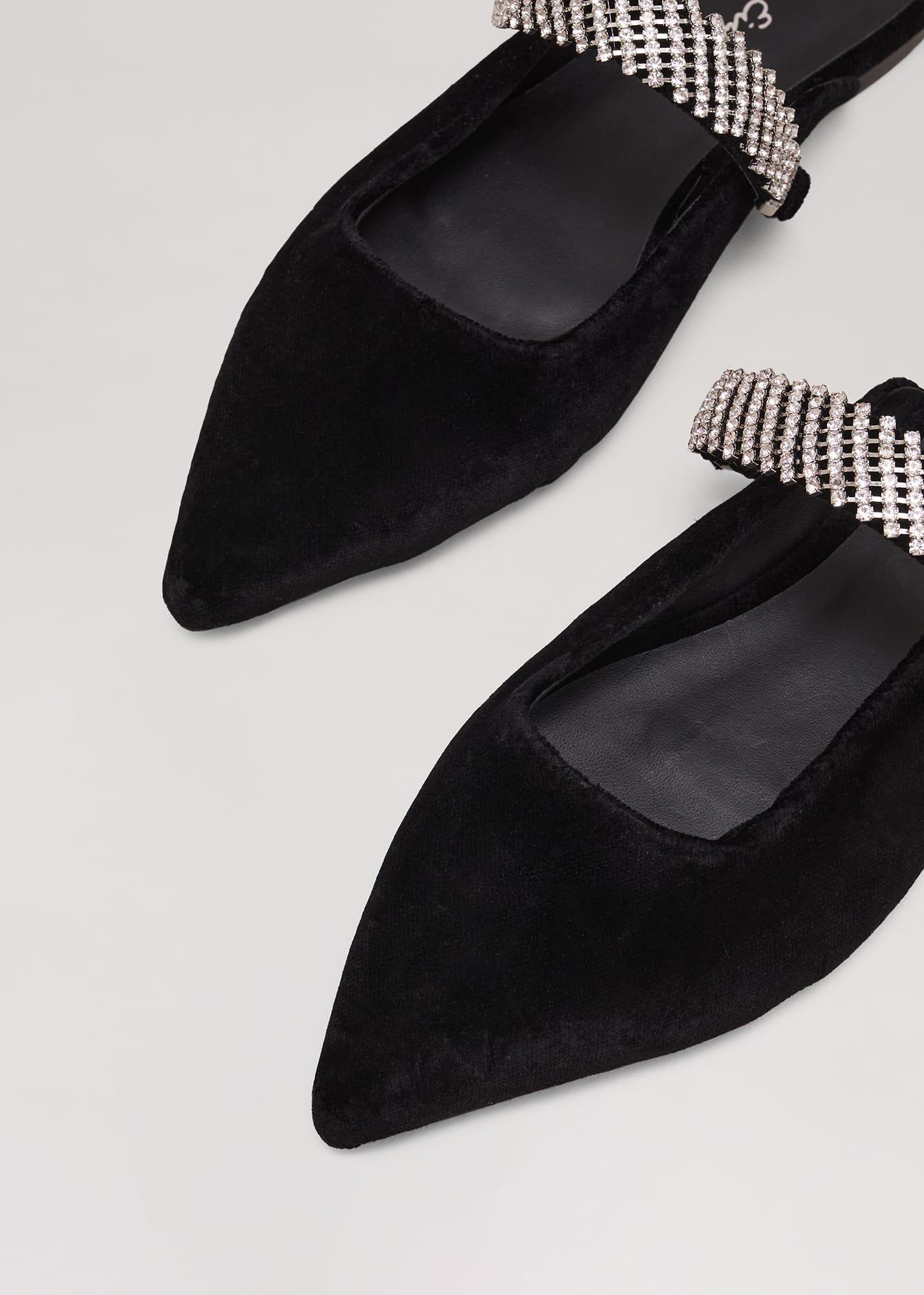 Black Velvet Sparkle Flat Mule