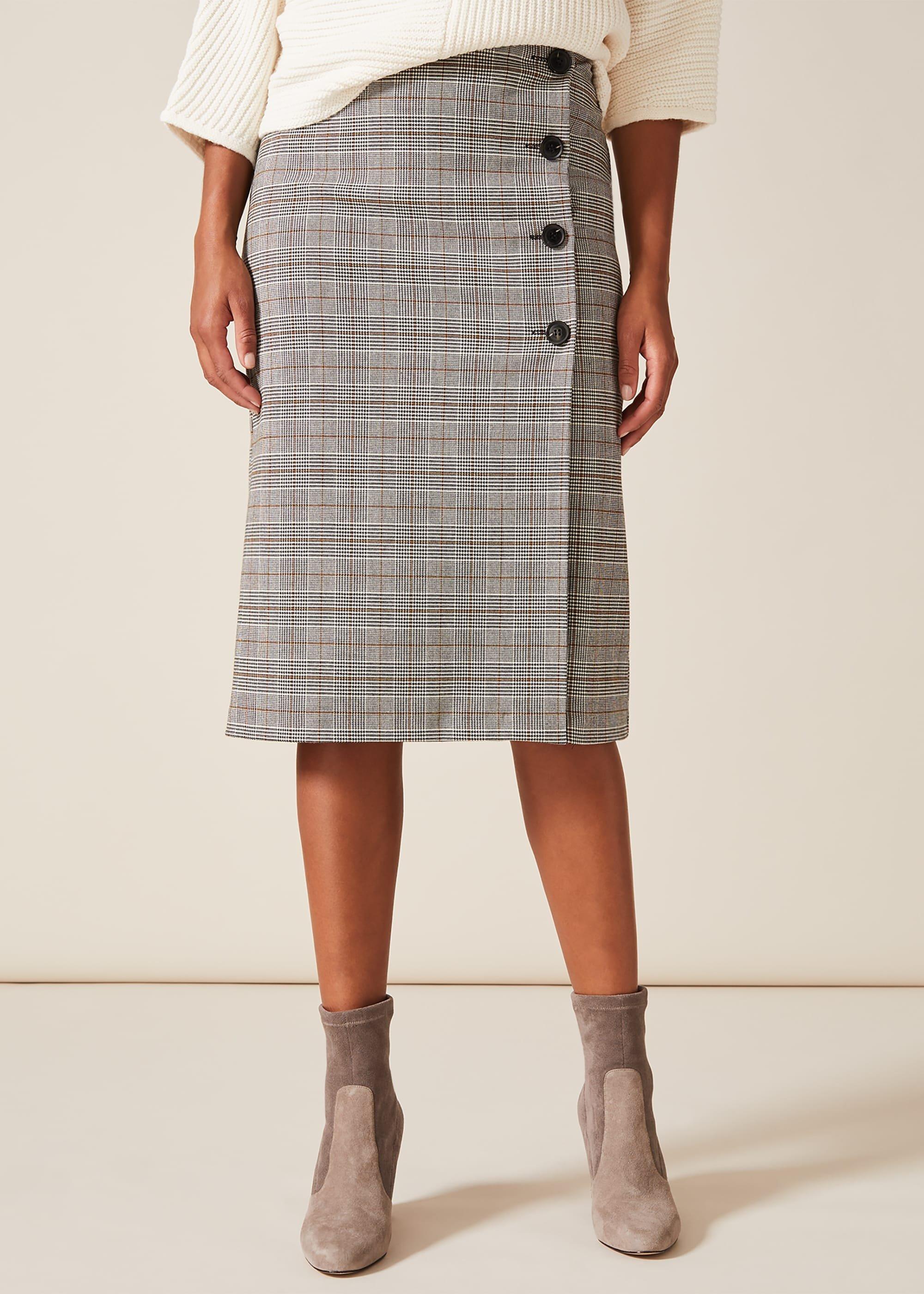 Caleb Check Pencil Skirt