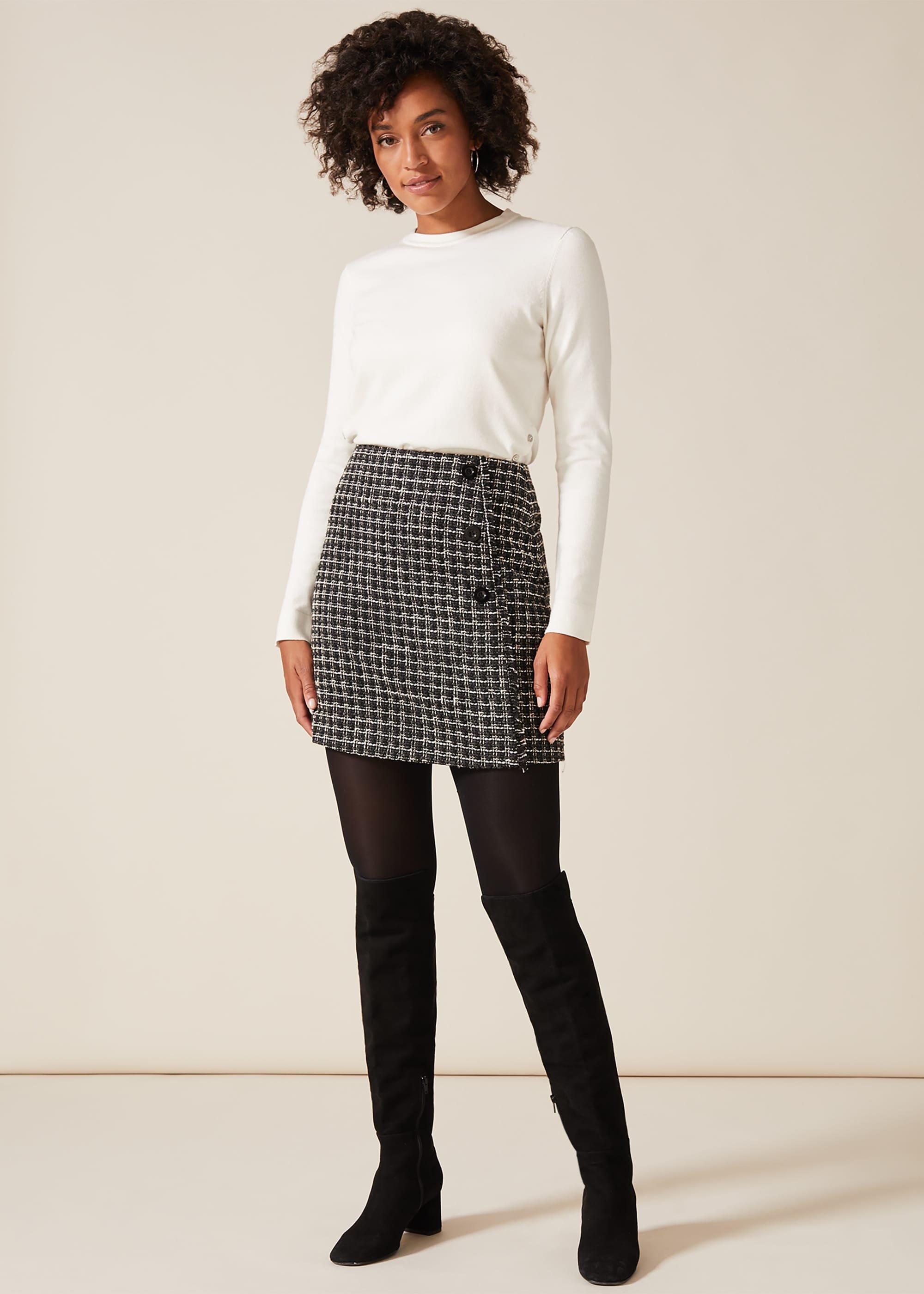Patch Tweed Skirt
