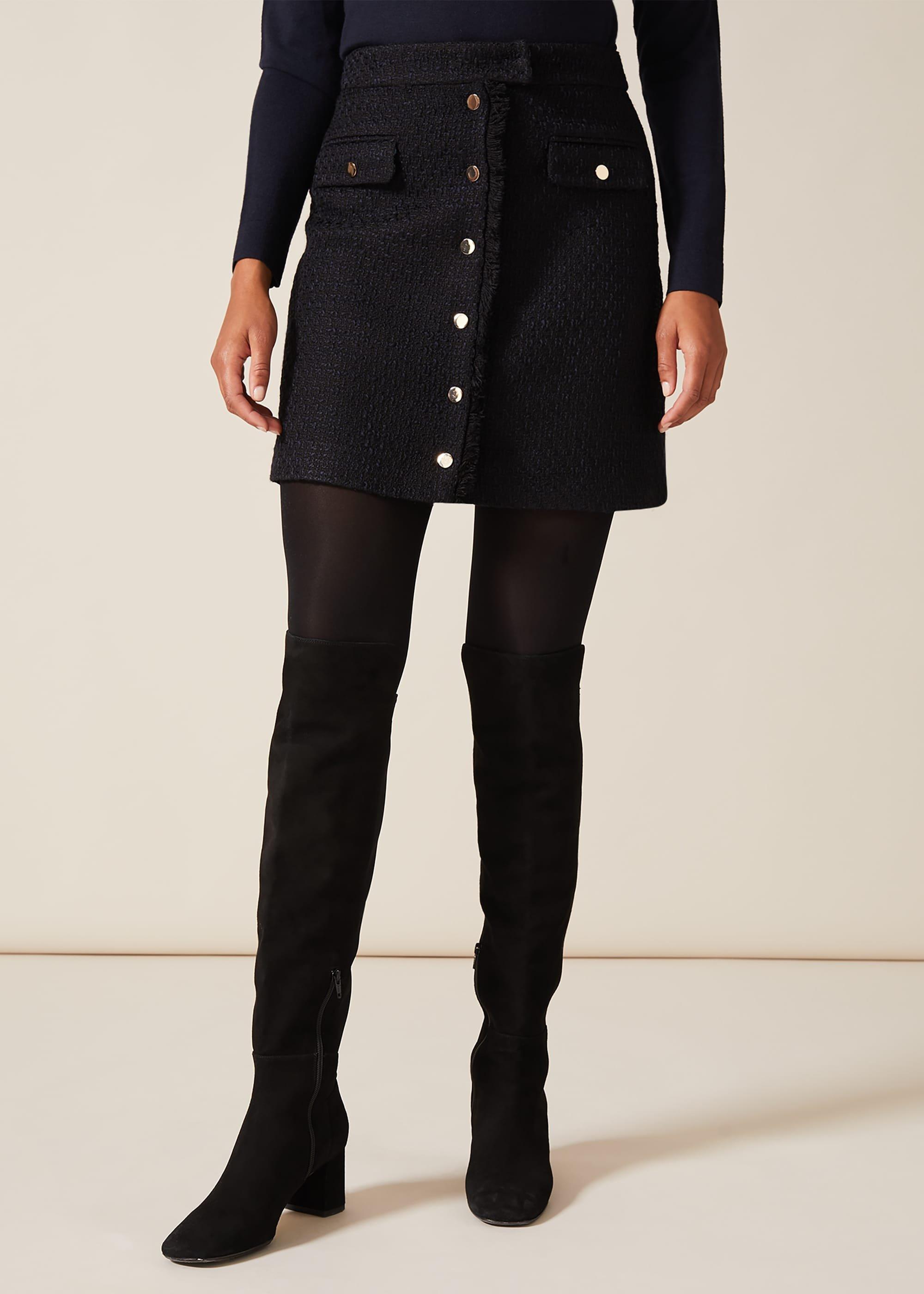 Tweed Button Skirt
