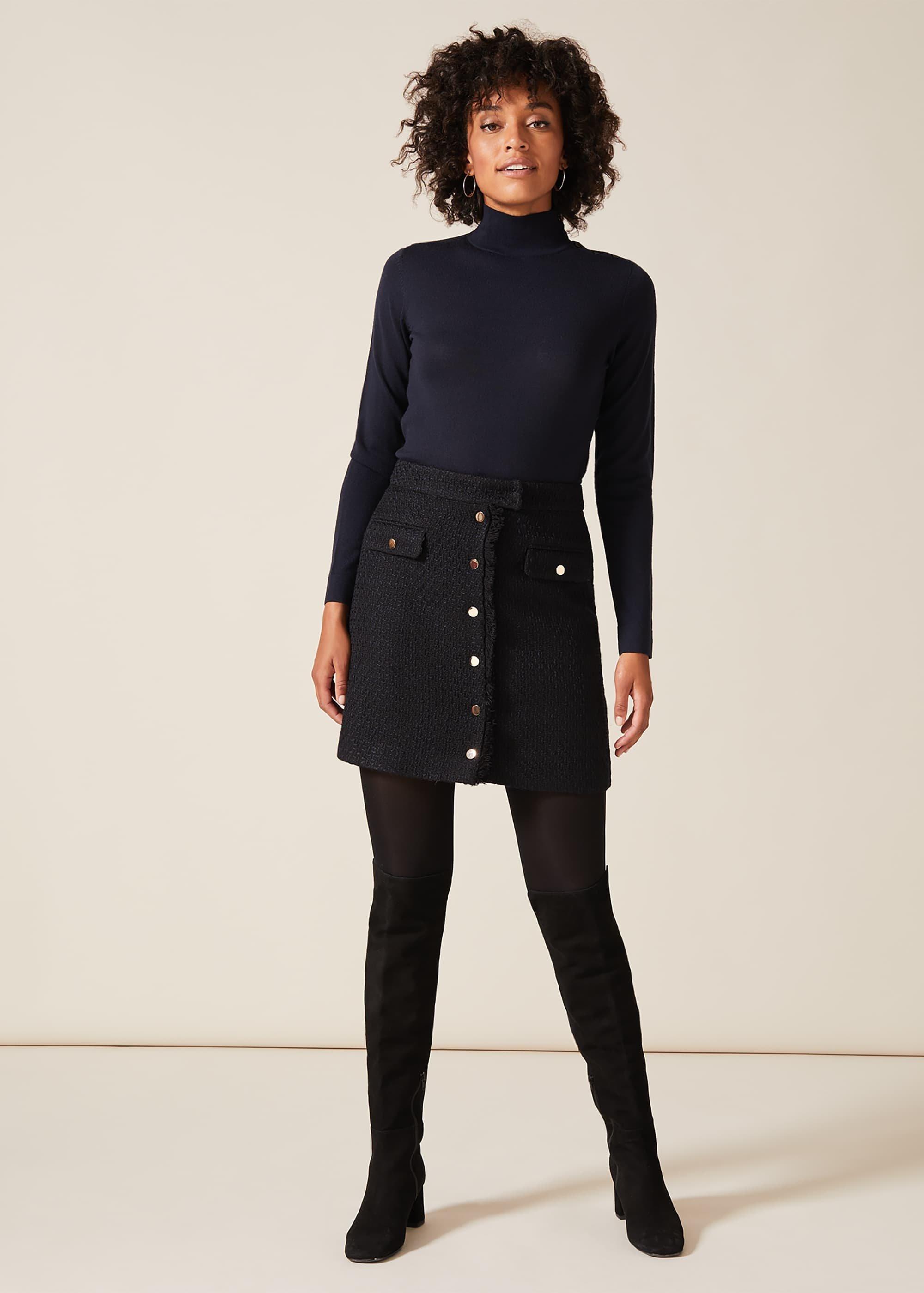 Tweed Button Skirt