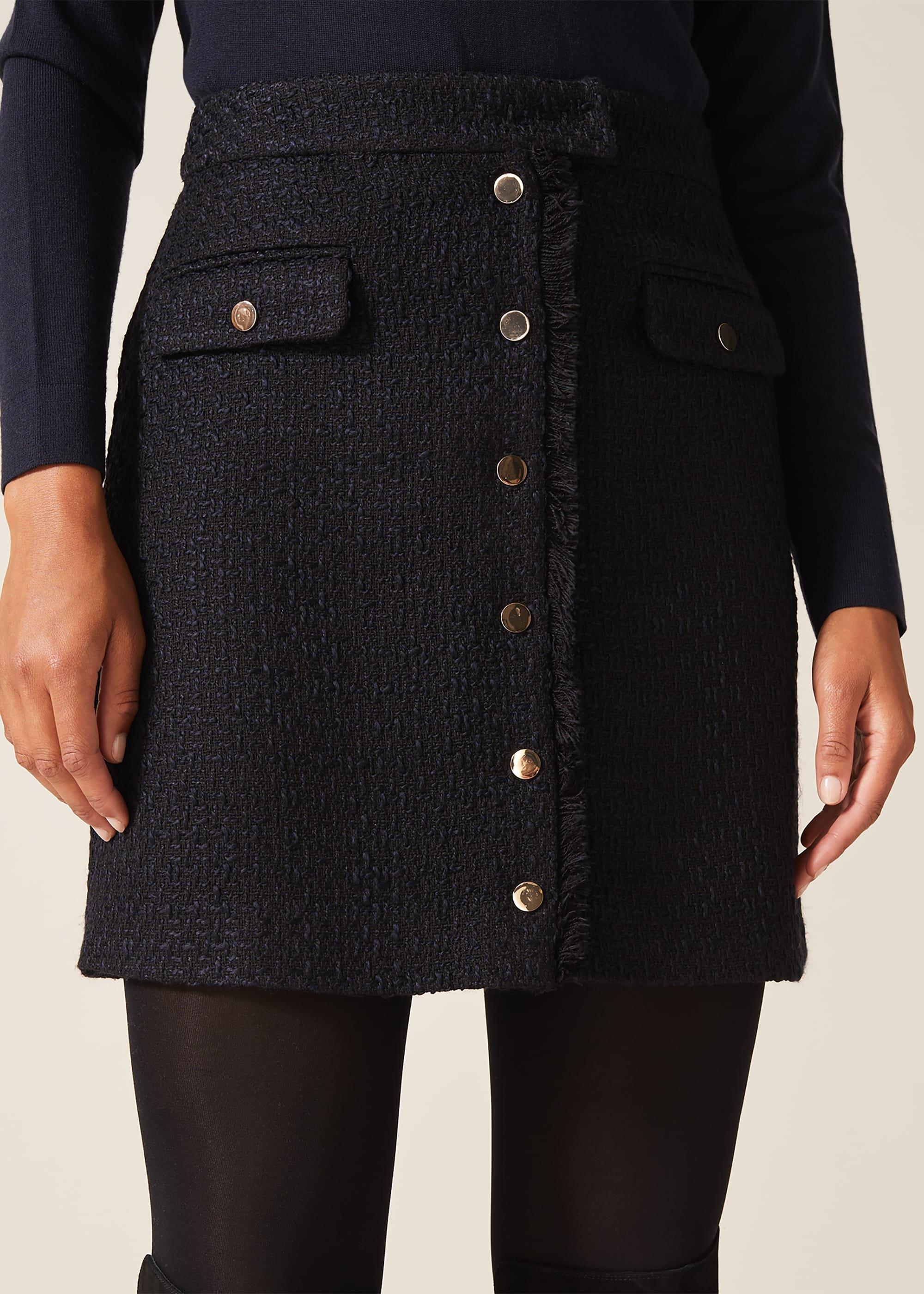 Tweed Button Skirt