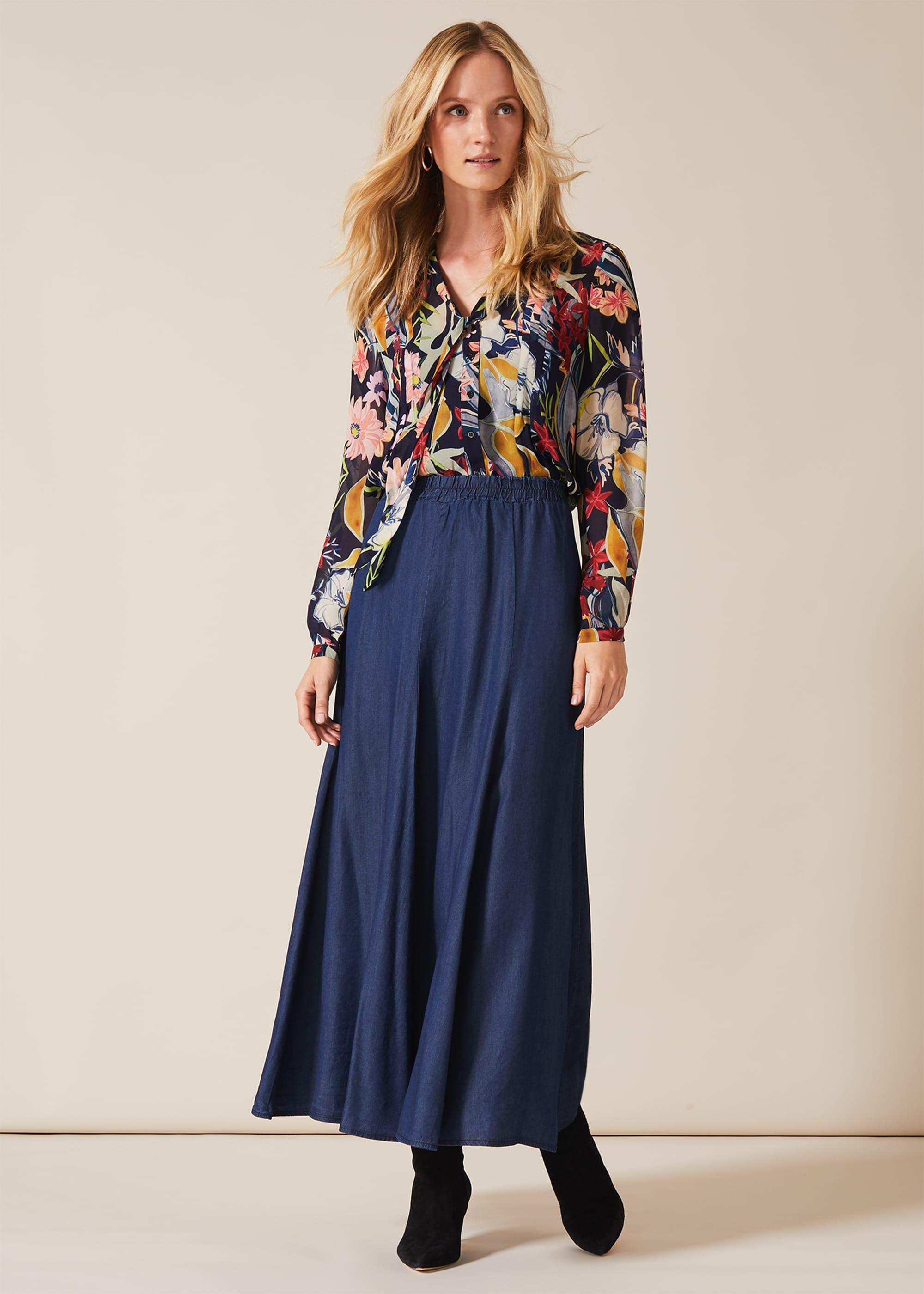 Jane Denim Maxi Skirt