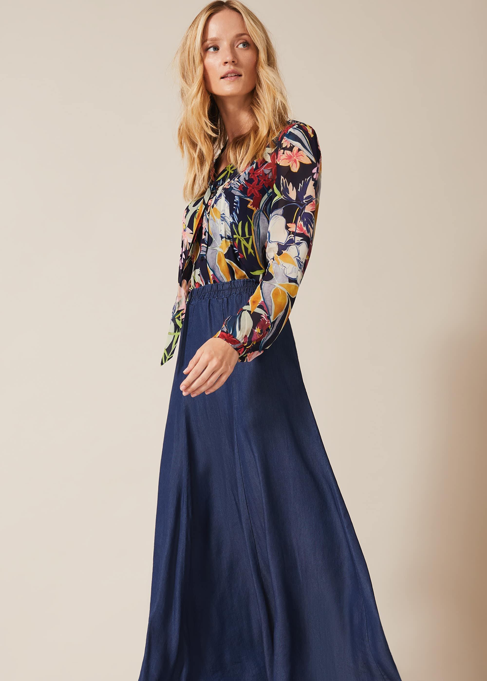 Jane Denim Maxi Skirt