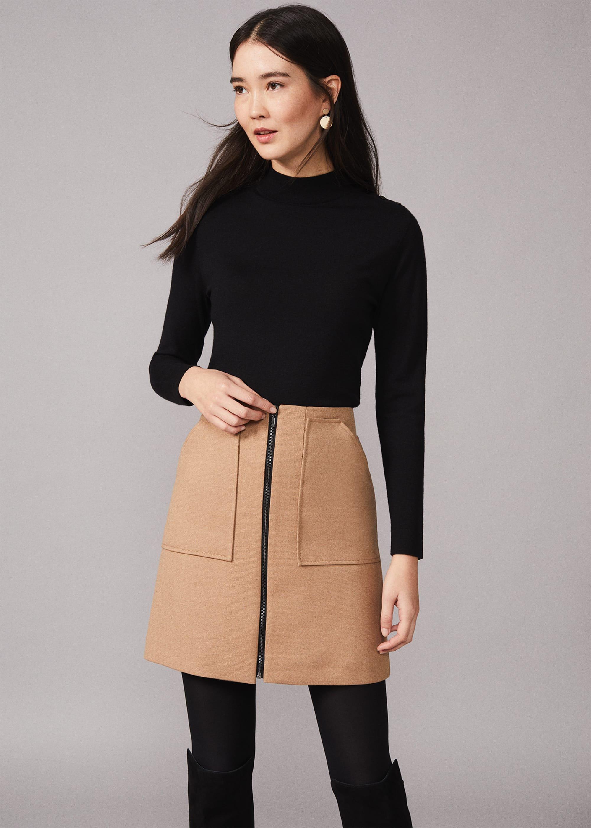 Drue Zip Front Mini Skirt