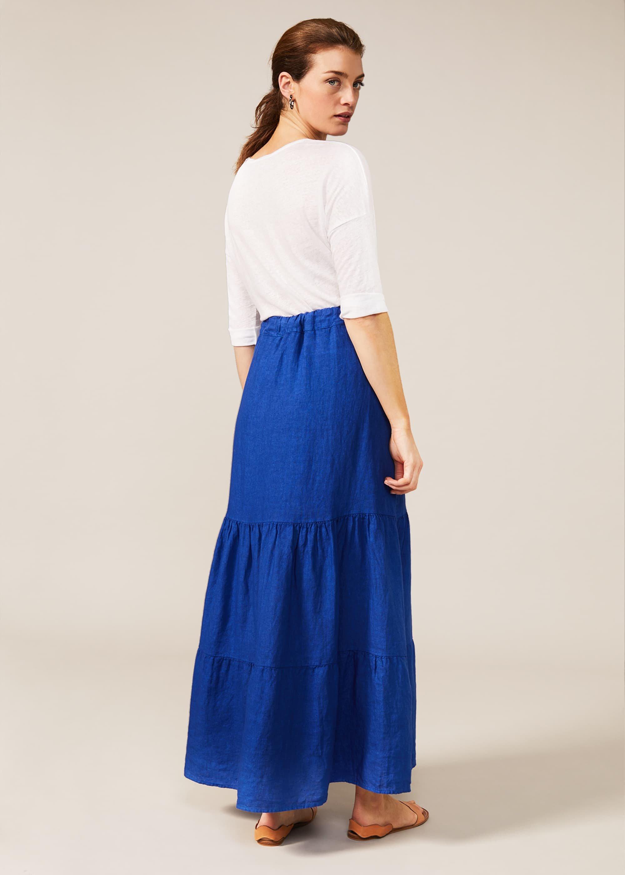 Arvinder Linen Tiered Maxi Skirt